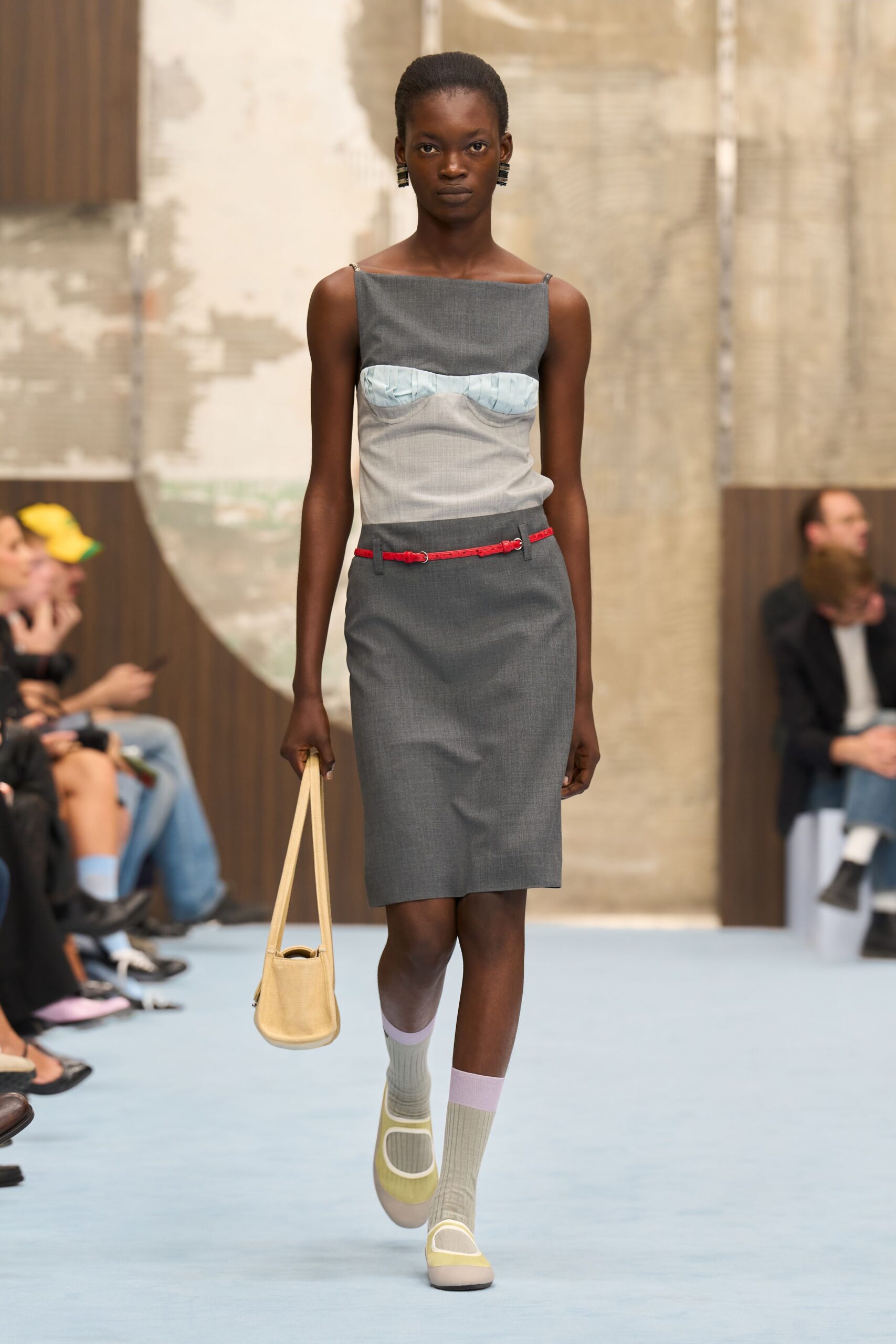 color-block bustier midi dress