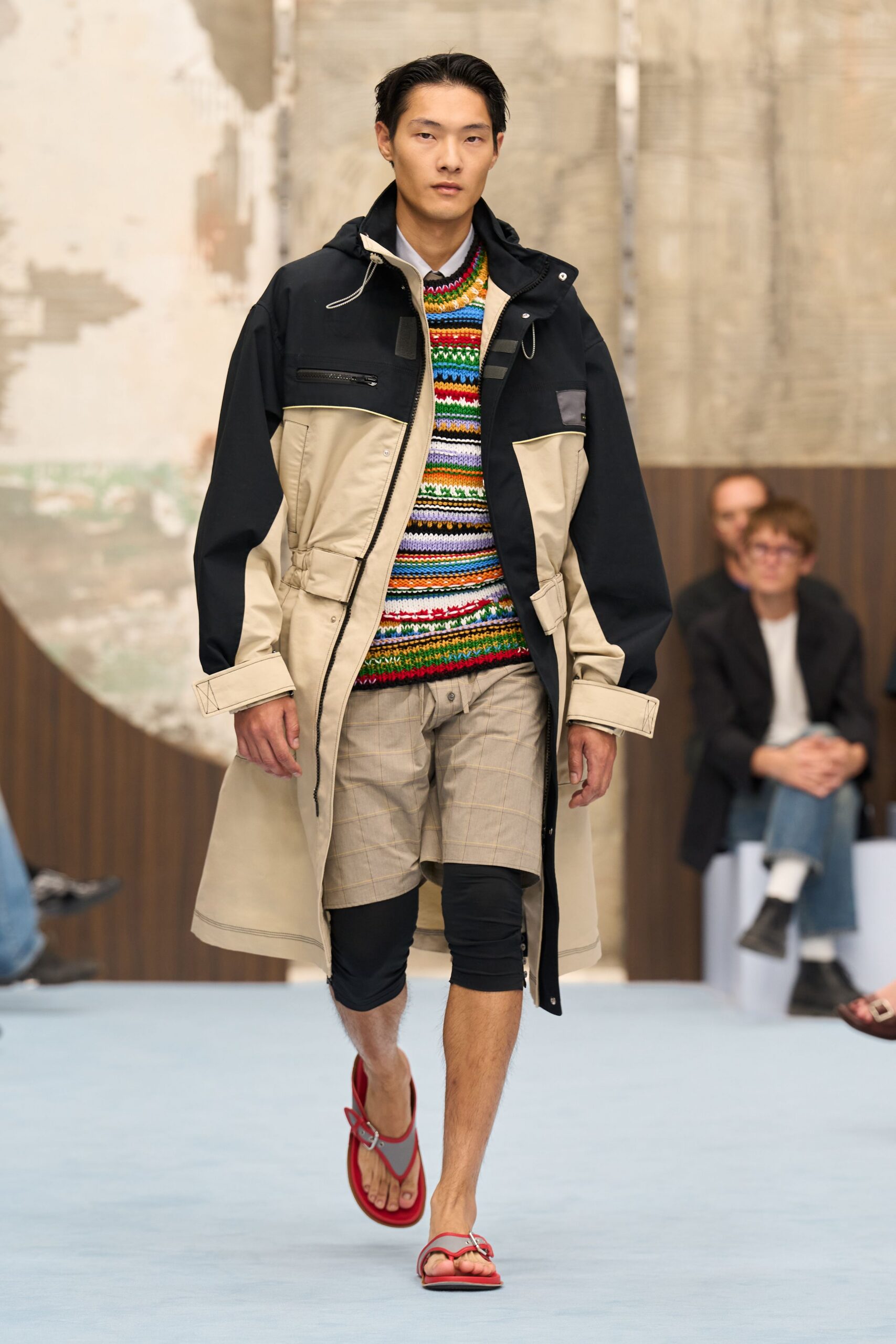 color-block hooded parka