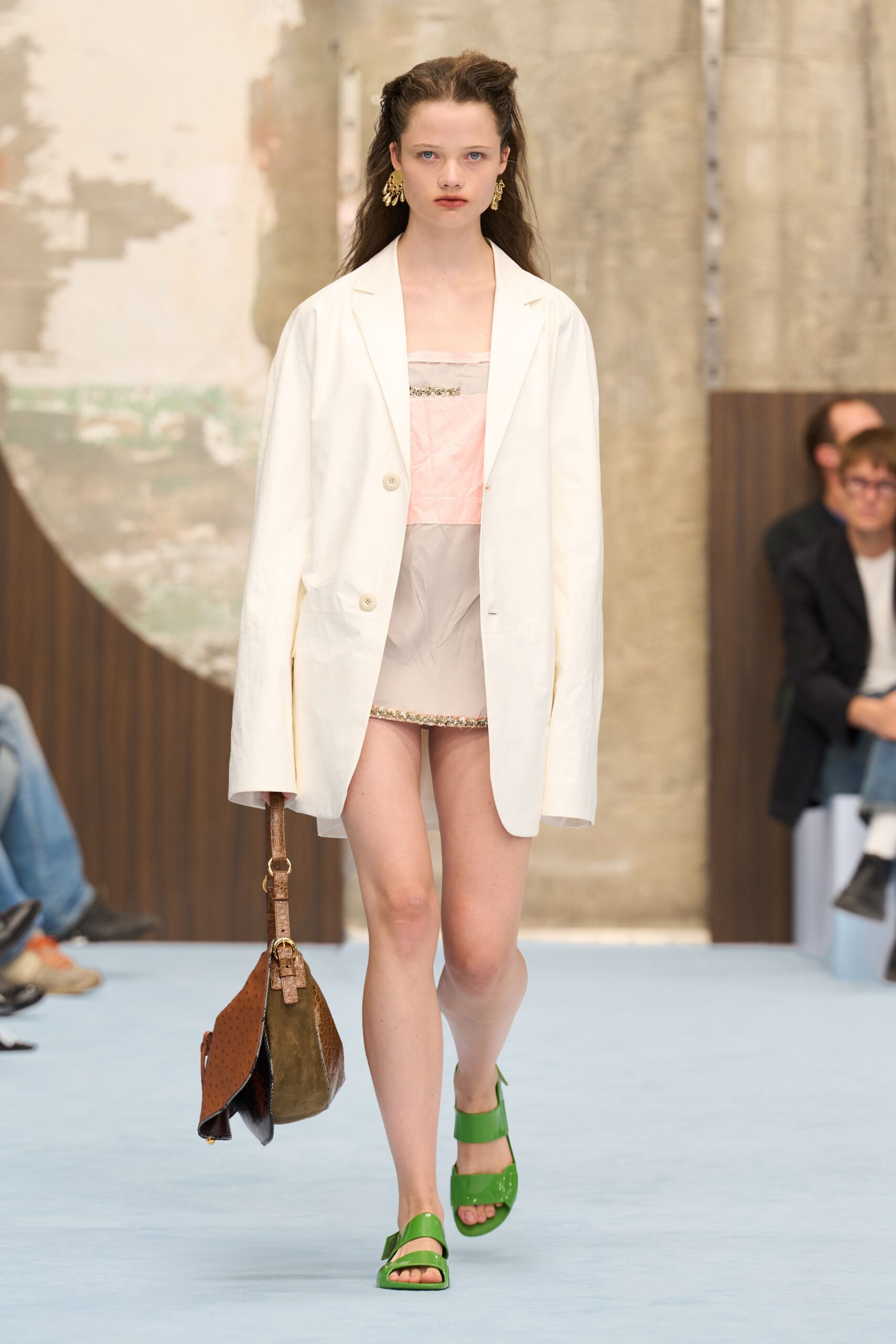 oversized white blazer over mini dress