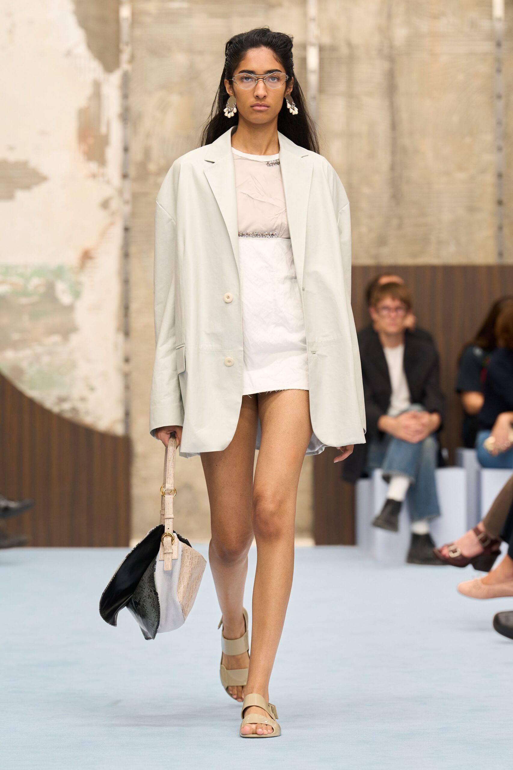 oversized ivory leather blazer