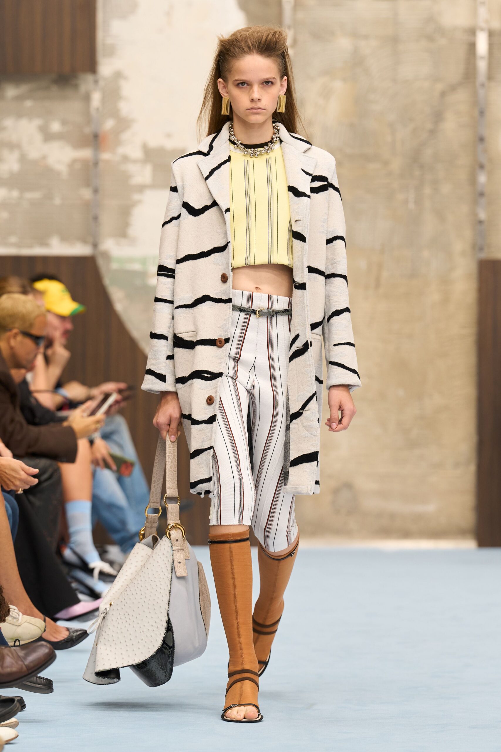 striped longline coat