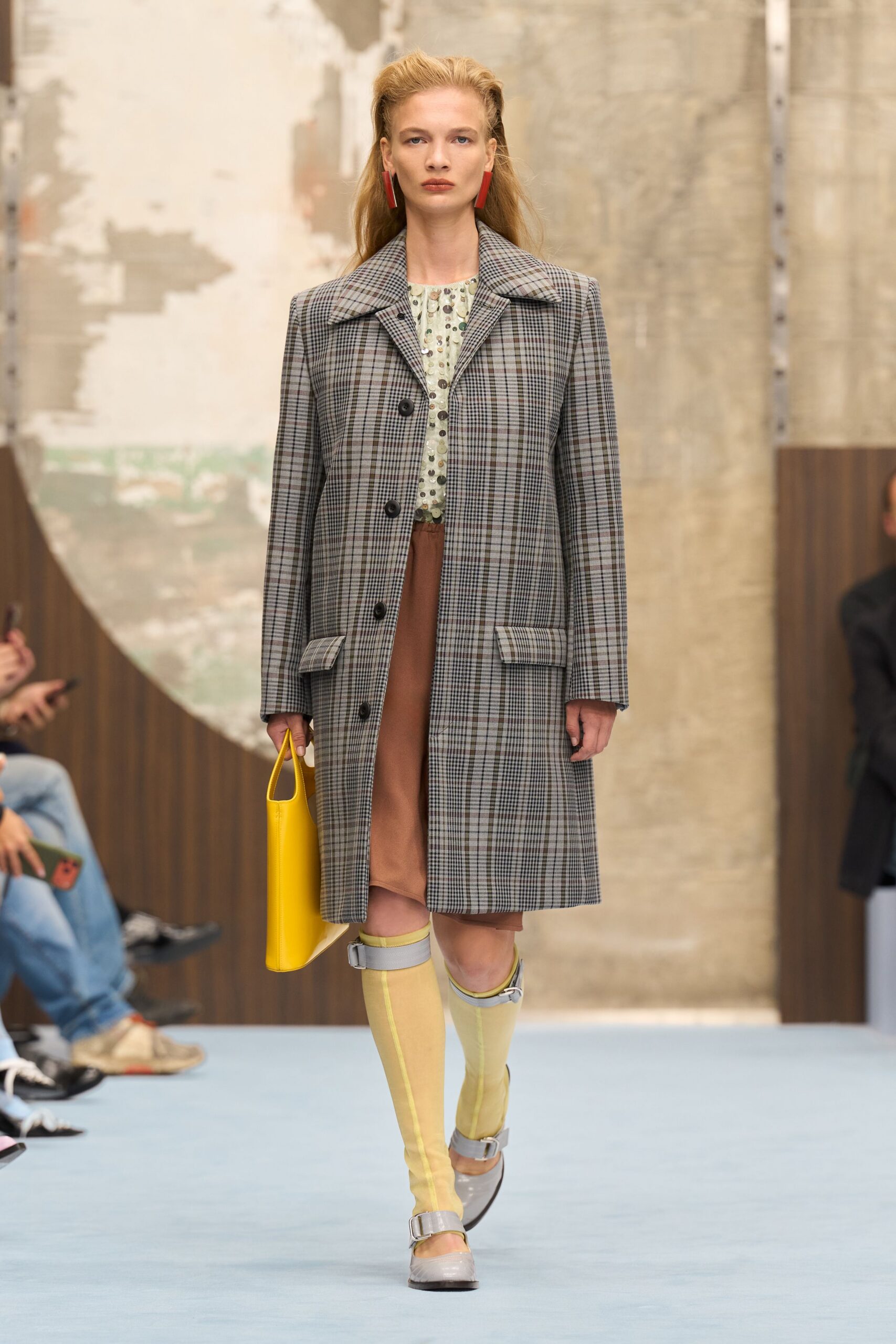checked oversized lapel coat