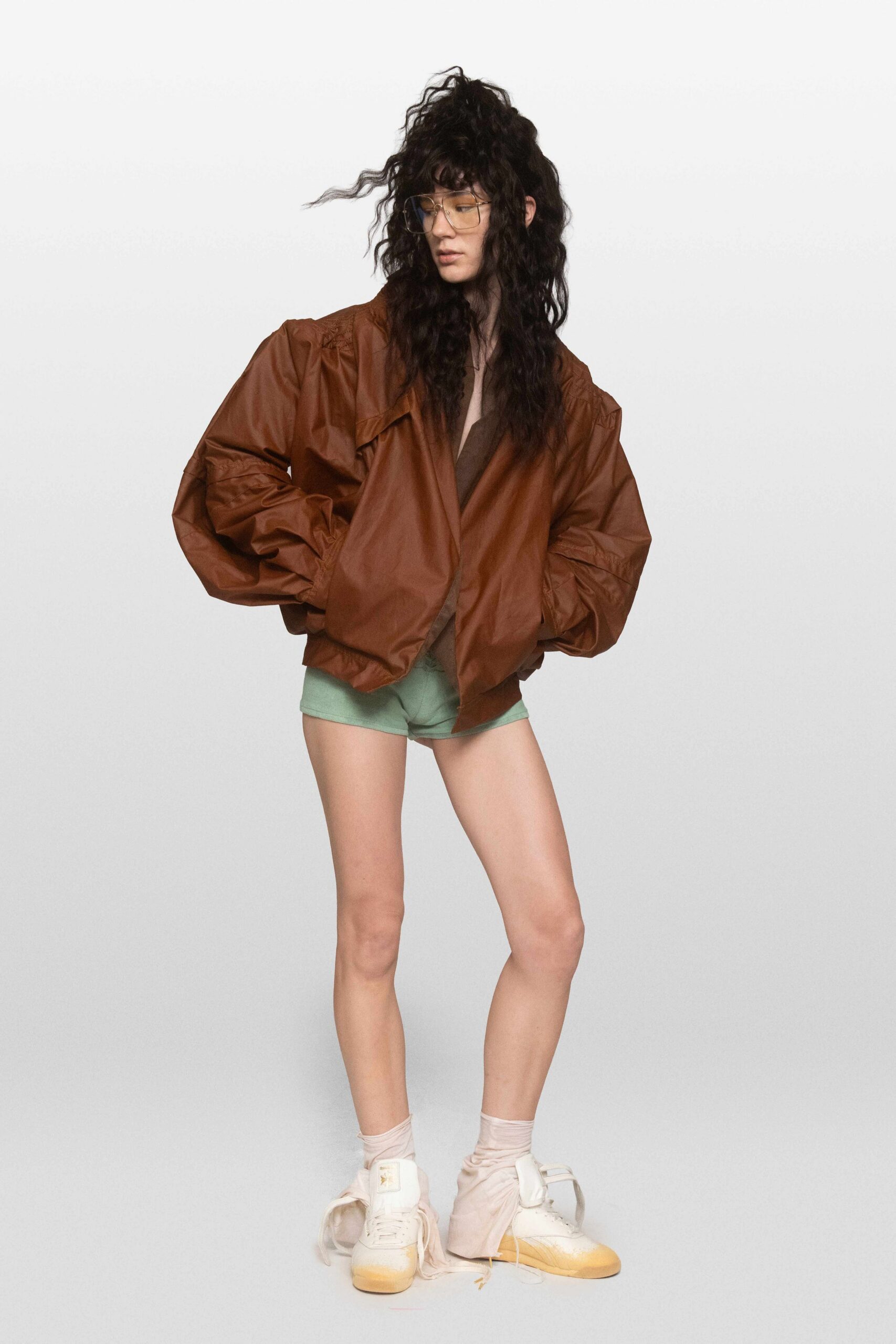 oversized brown bomber jacket