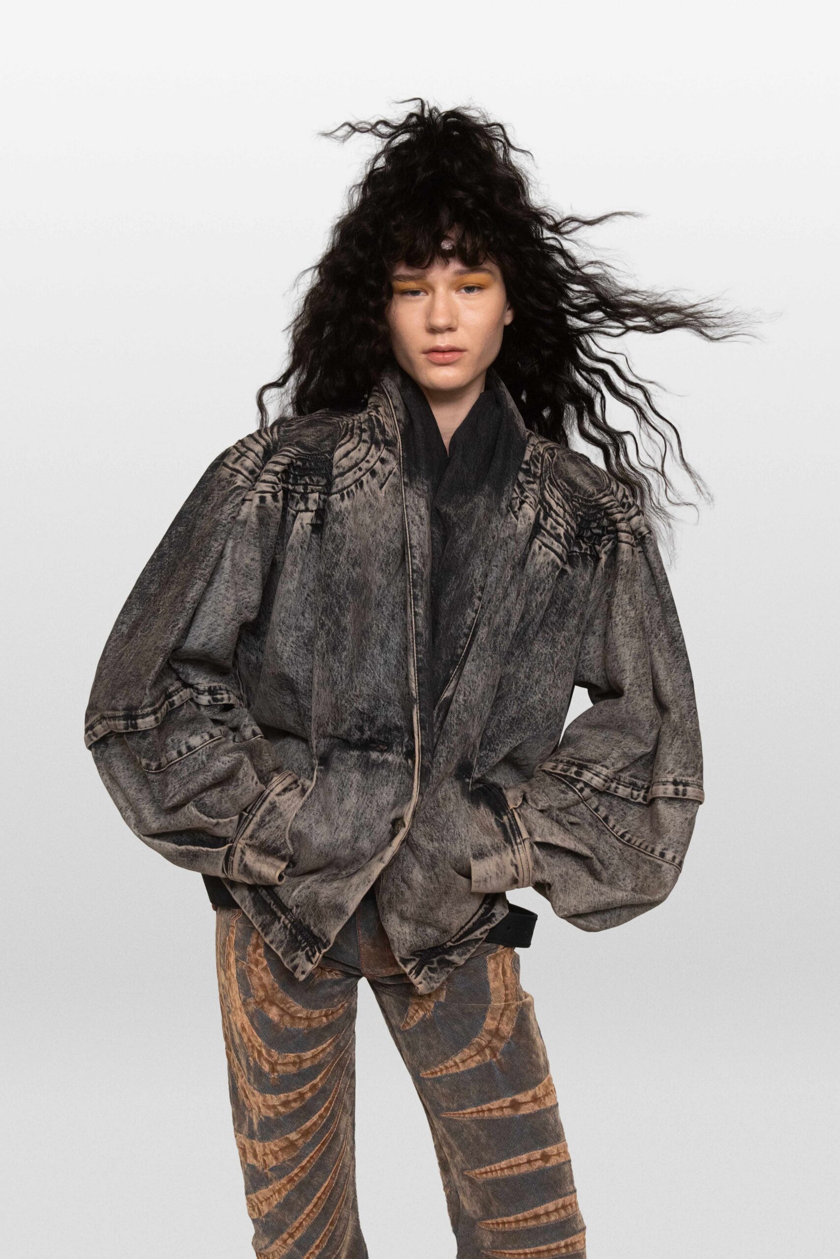 oversized acid-wash denim jacket