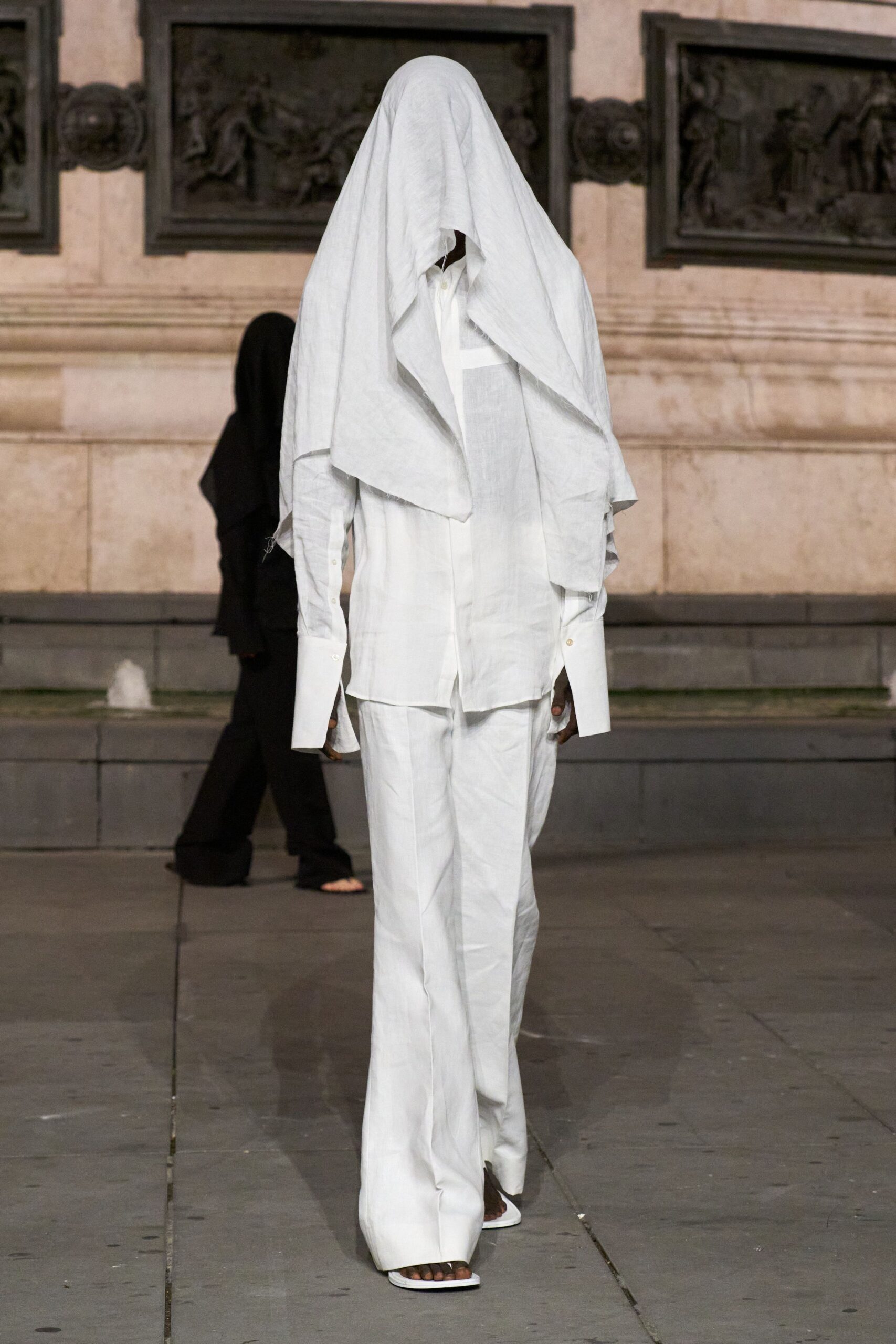 white linen wide-leg textured pants