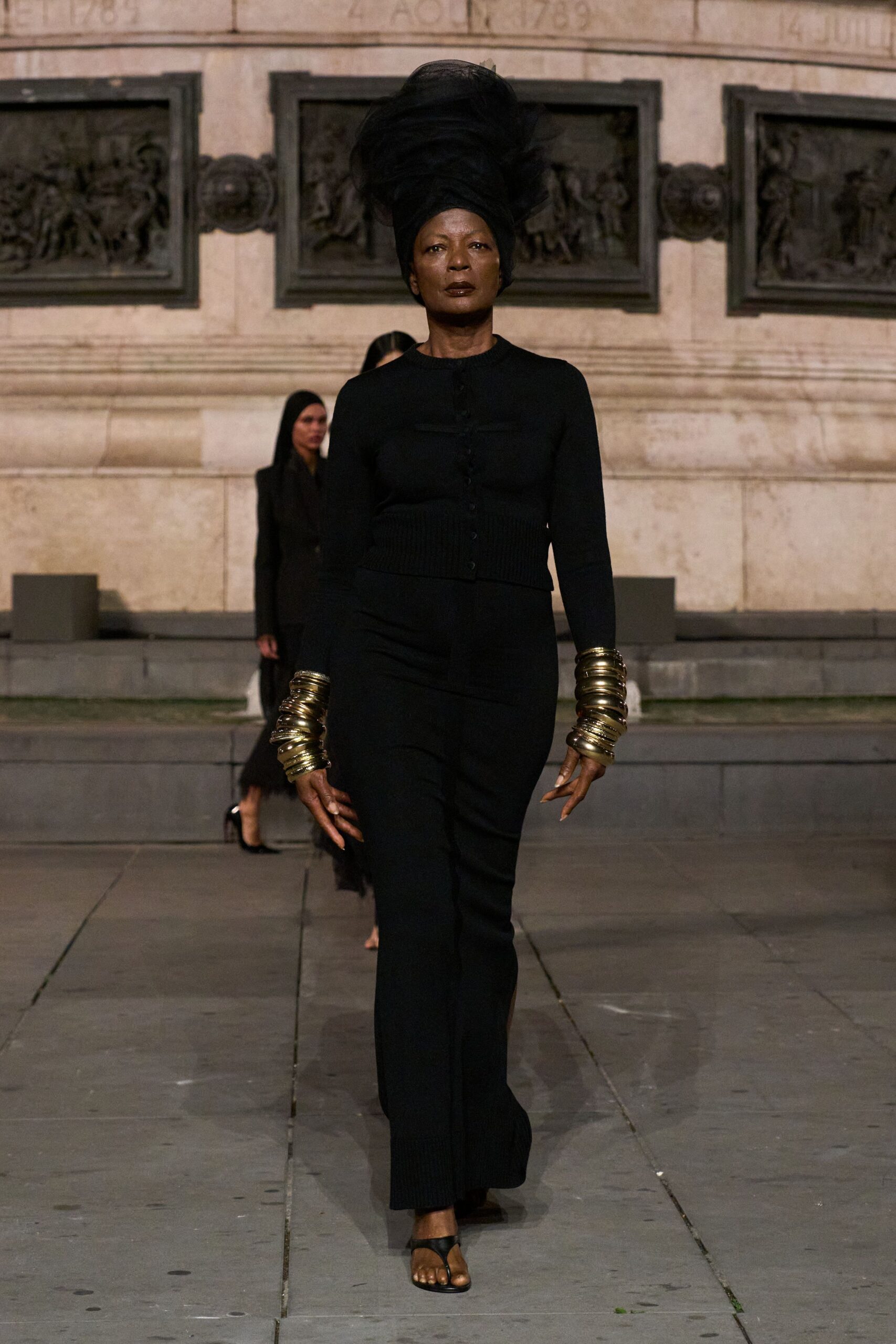 black knit high-waisted wide-leg ribbed textured pants