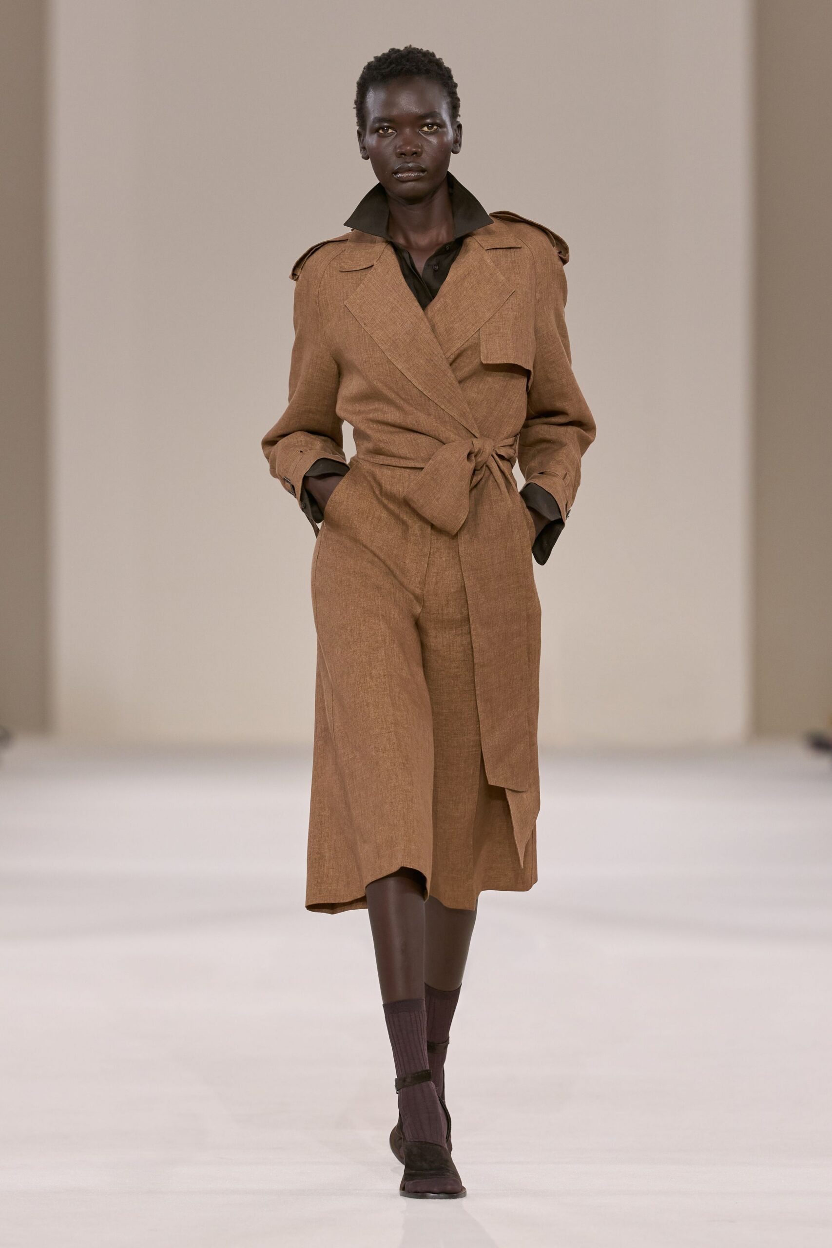 brown wrap trench coat