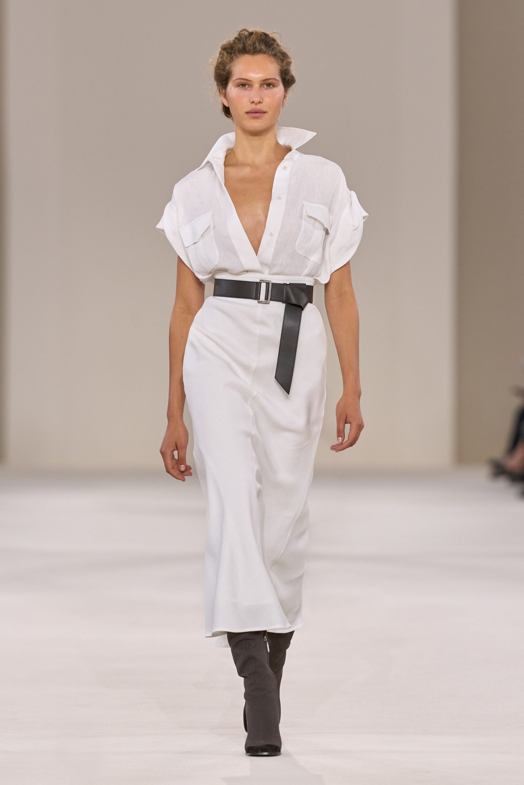 white belted shirt dress