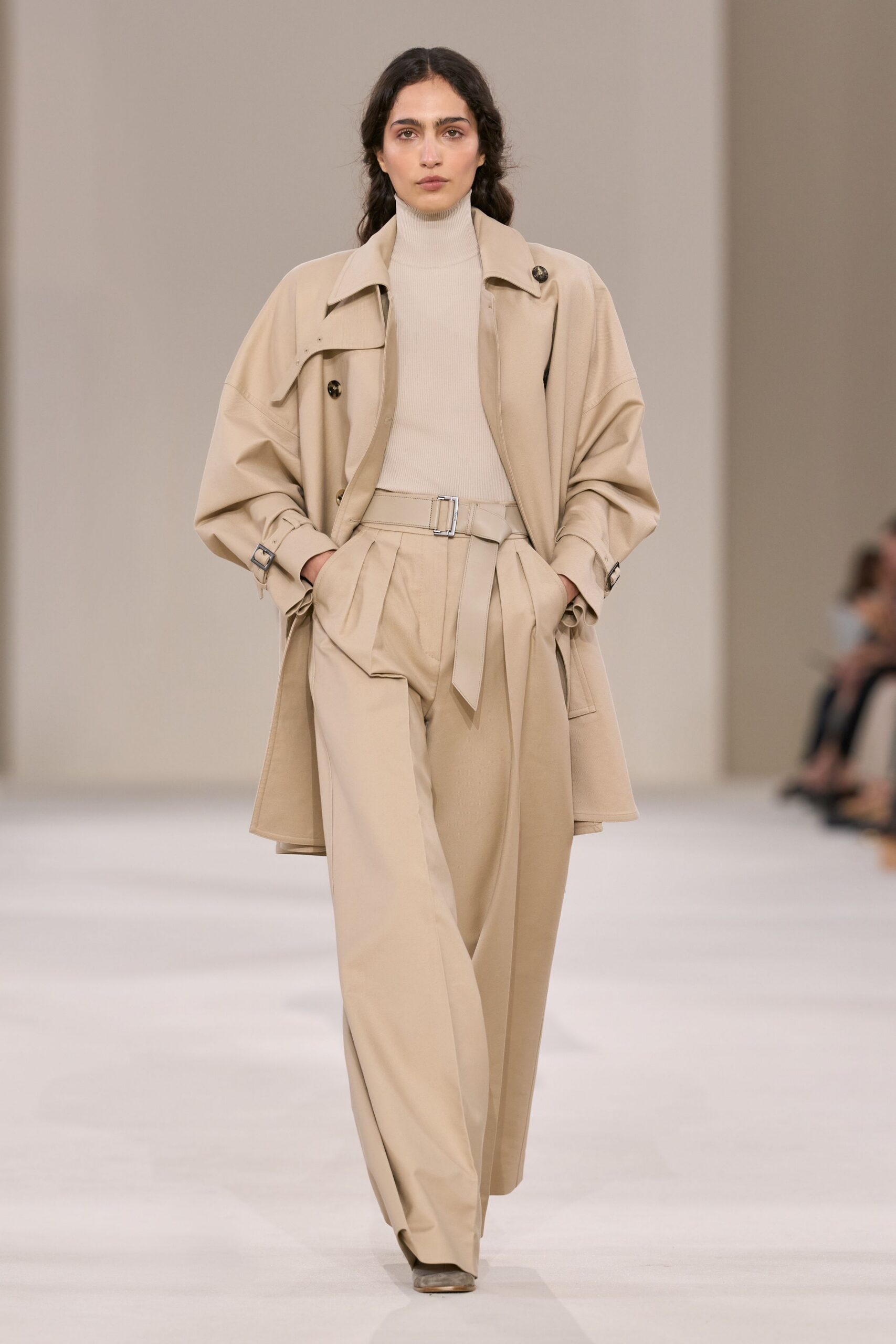 oversized beige trench coat