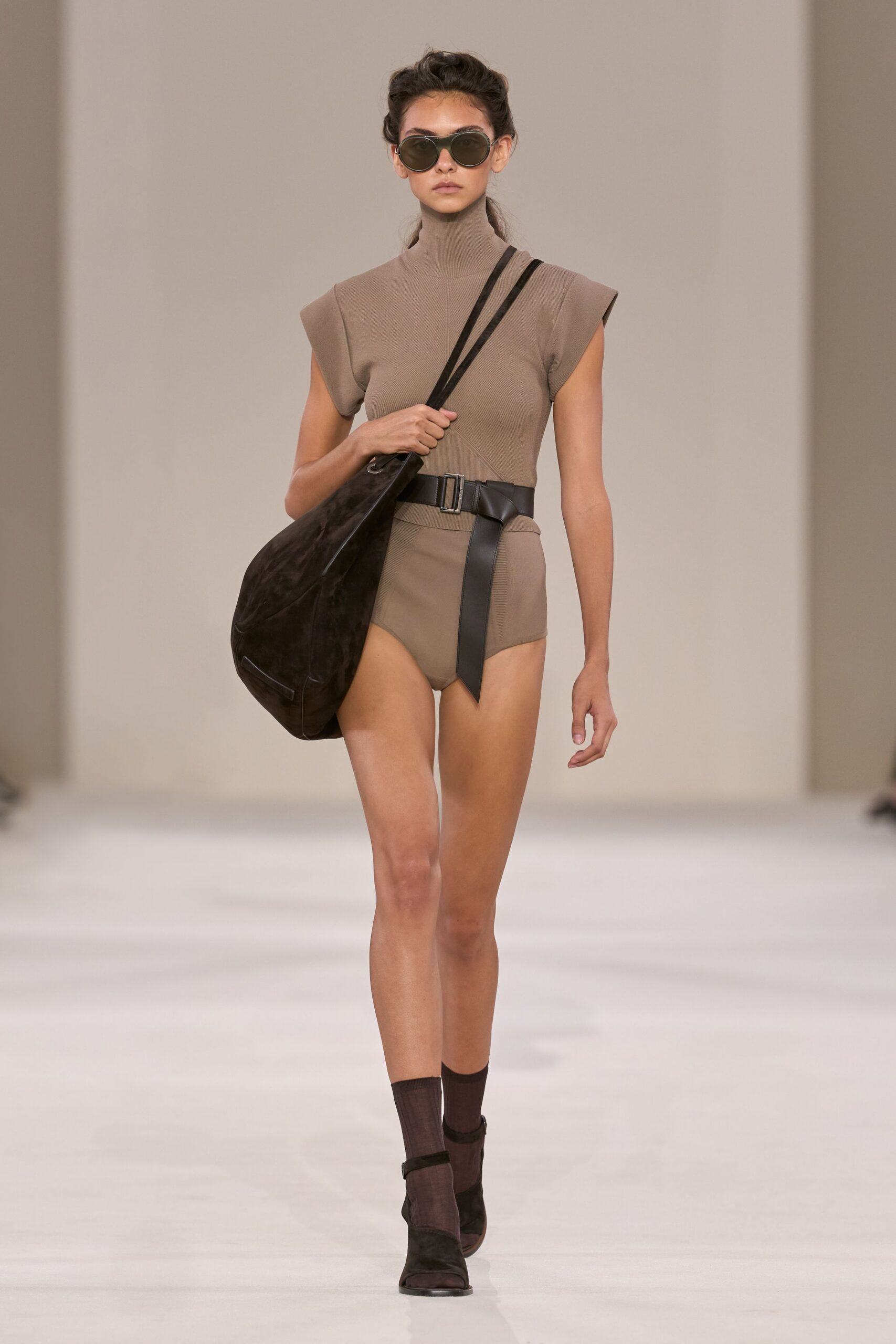 ribbed high-neck bodysuit