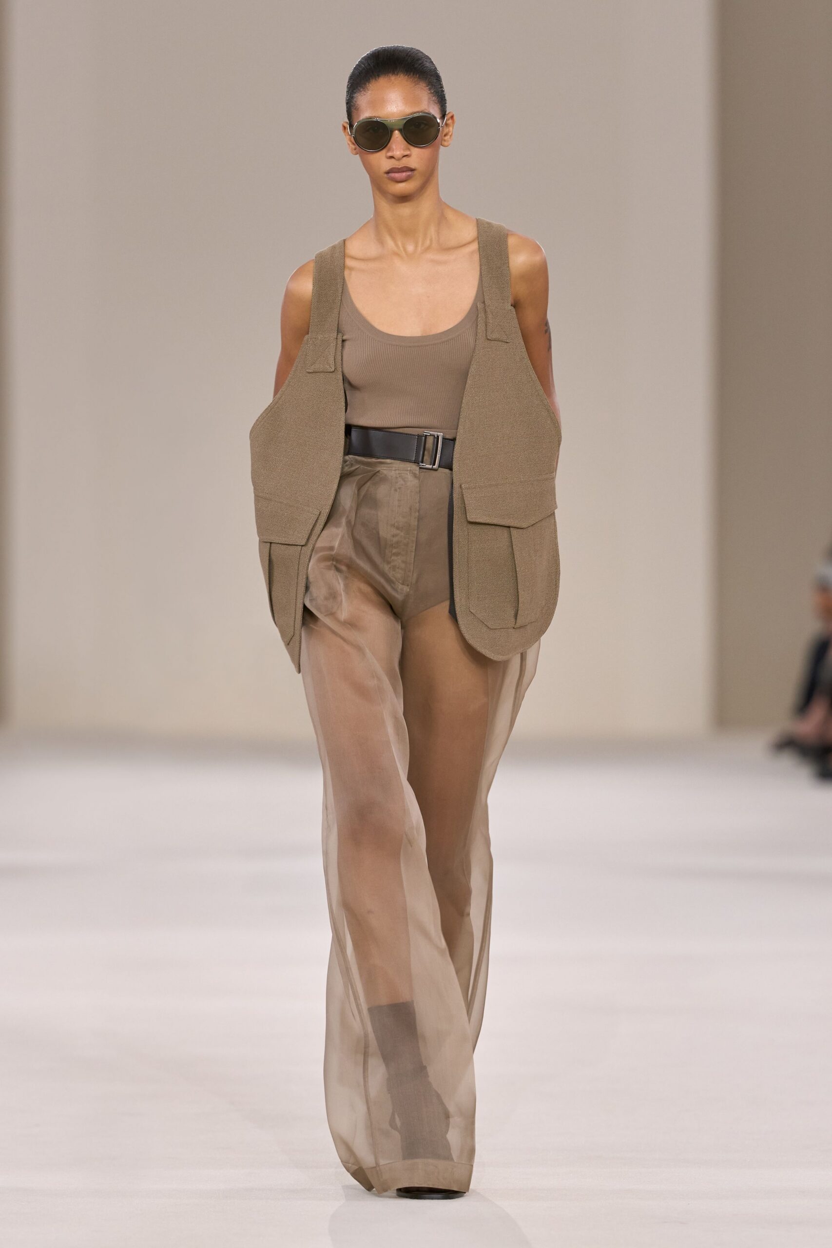 sheer wide-leg organza trousers