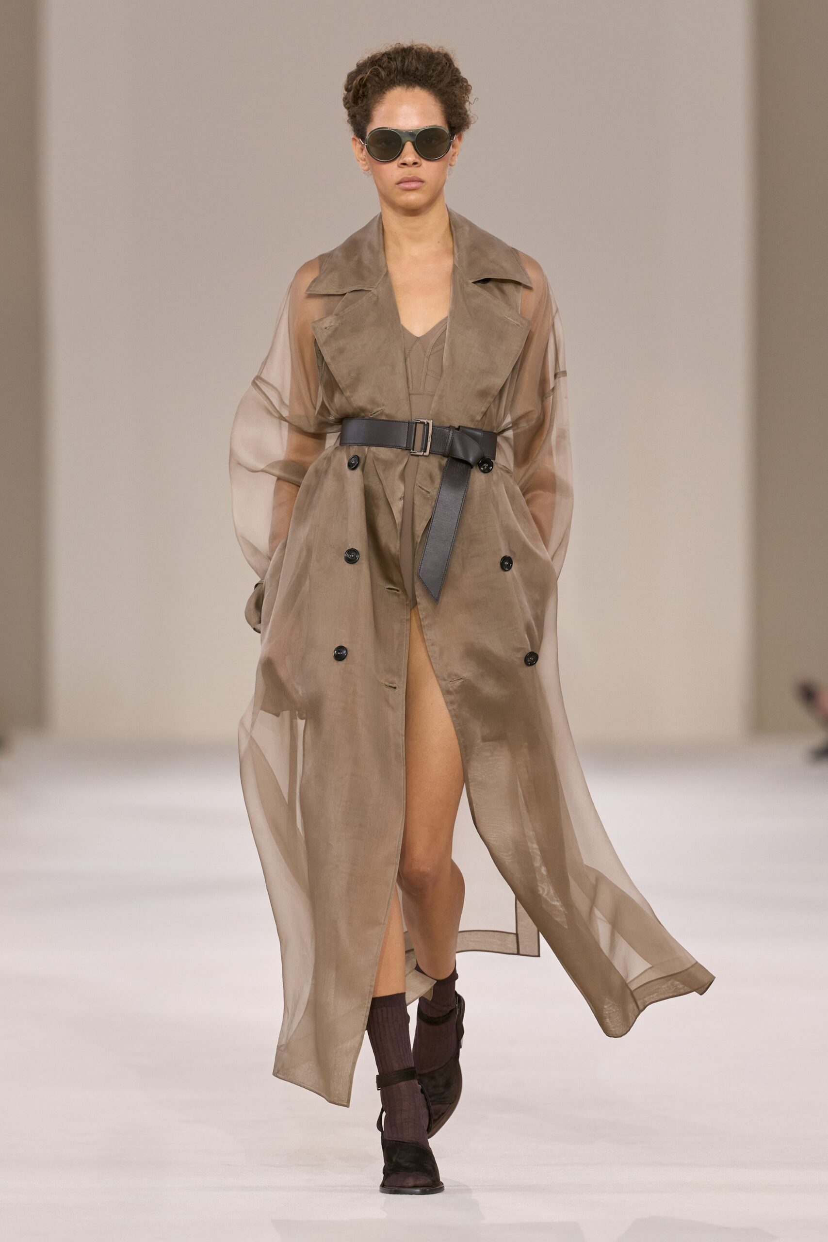 sheer organza belted trench coat