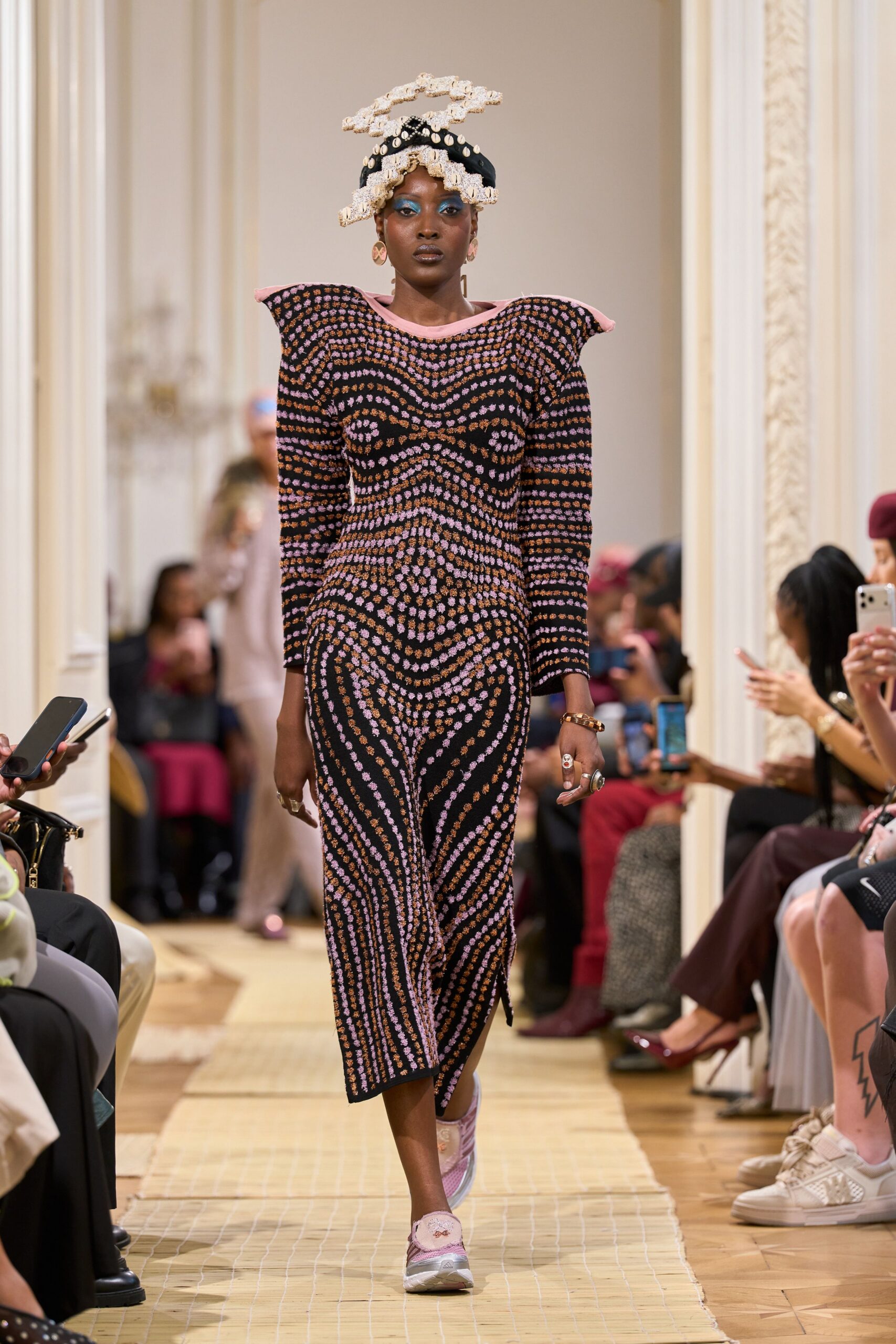 patterned knit midi dress