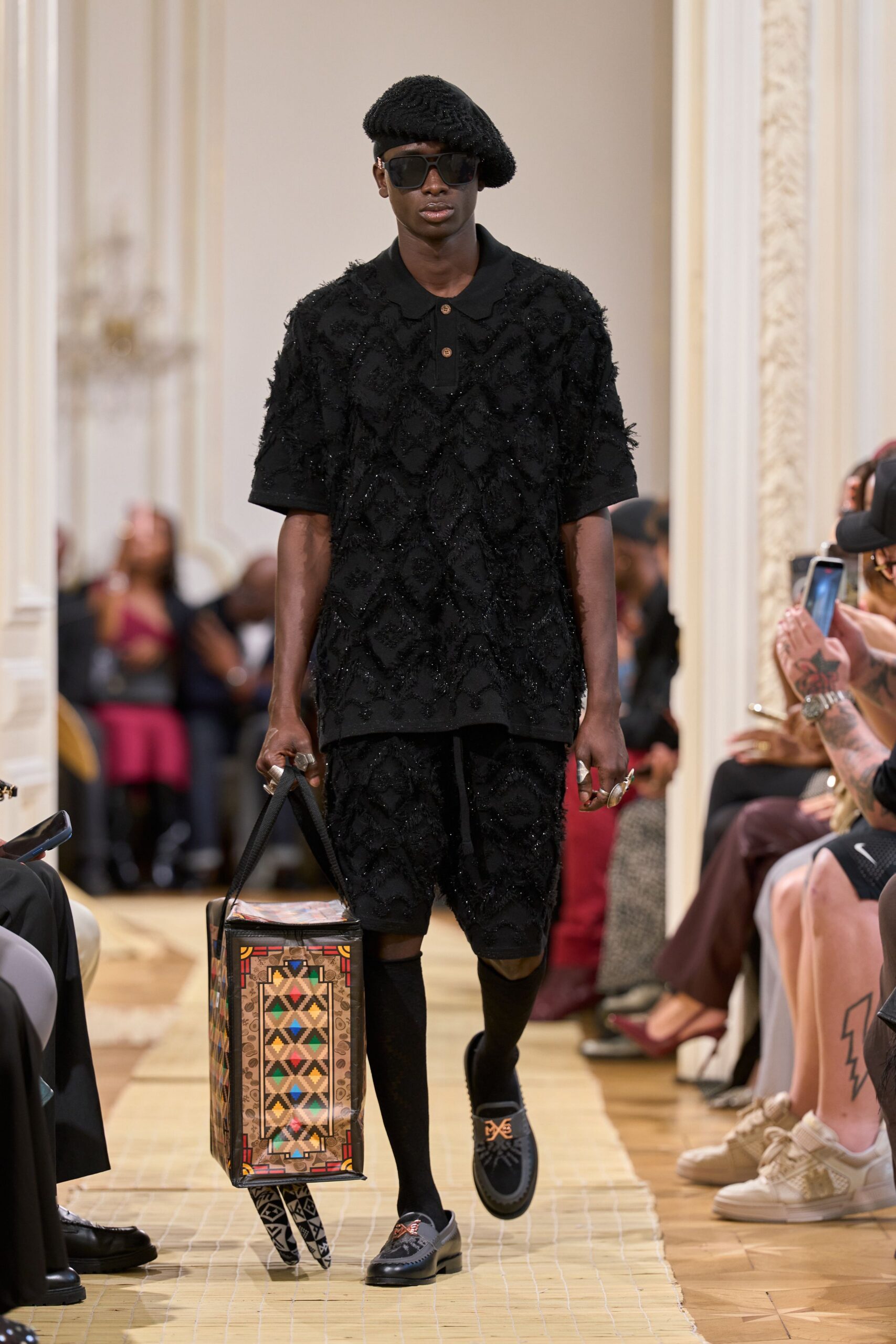 black embroidered polo shirt