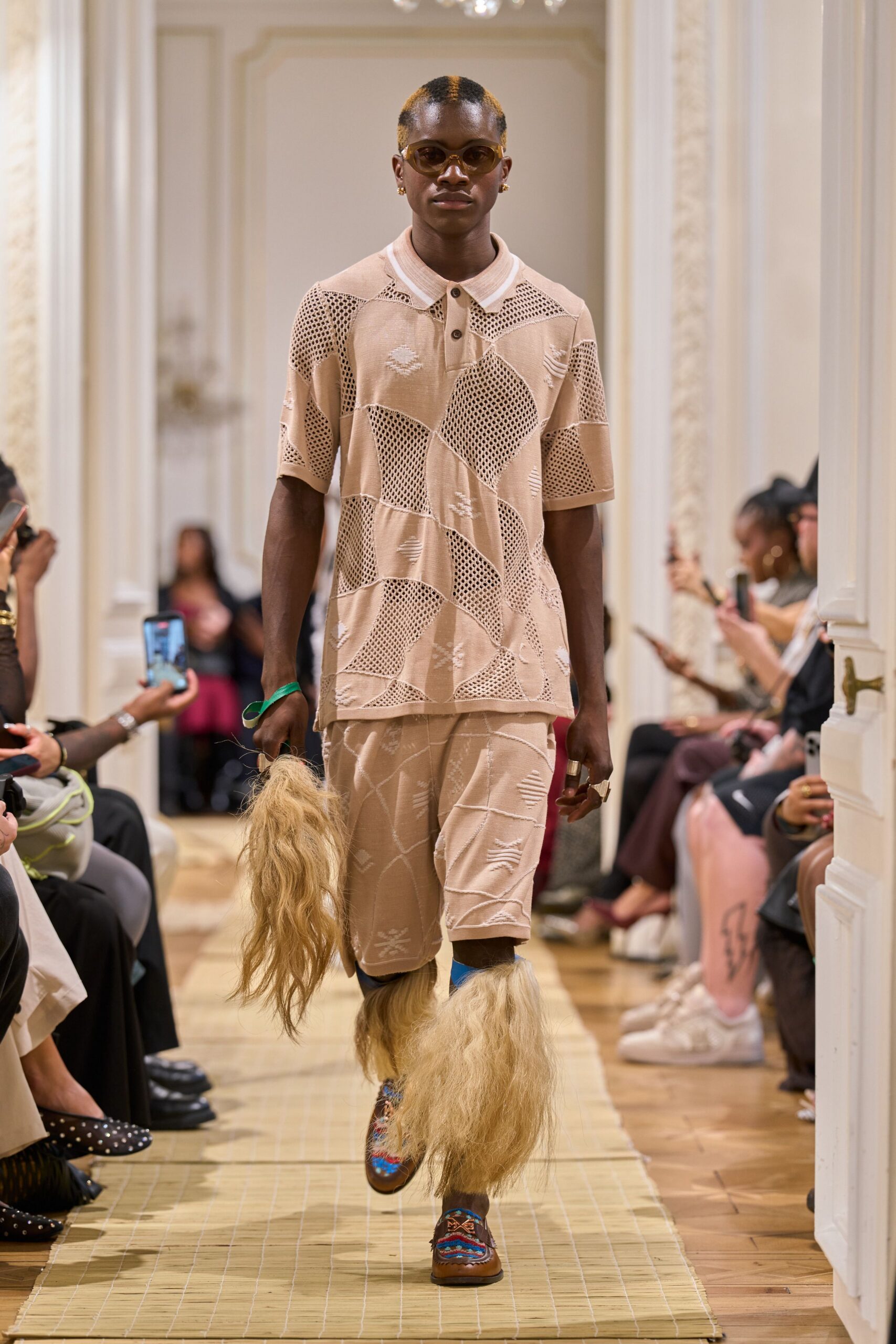 openwork knit polo shirt