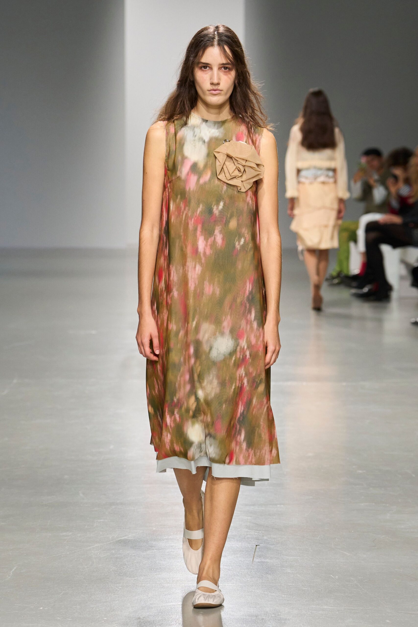 blurred floral midi dress