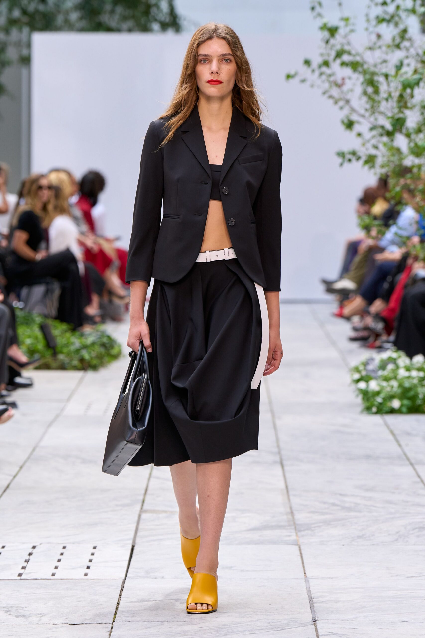 black unknown asymmetric draped midi skirt