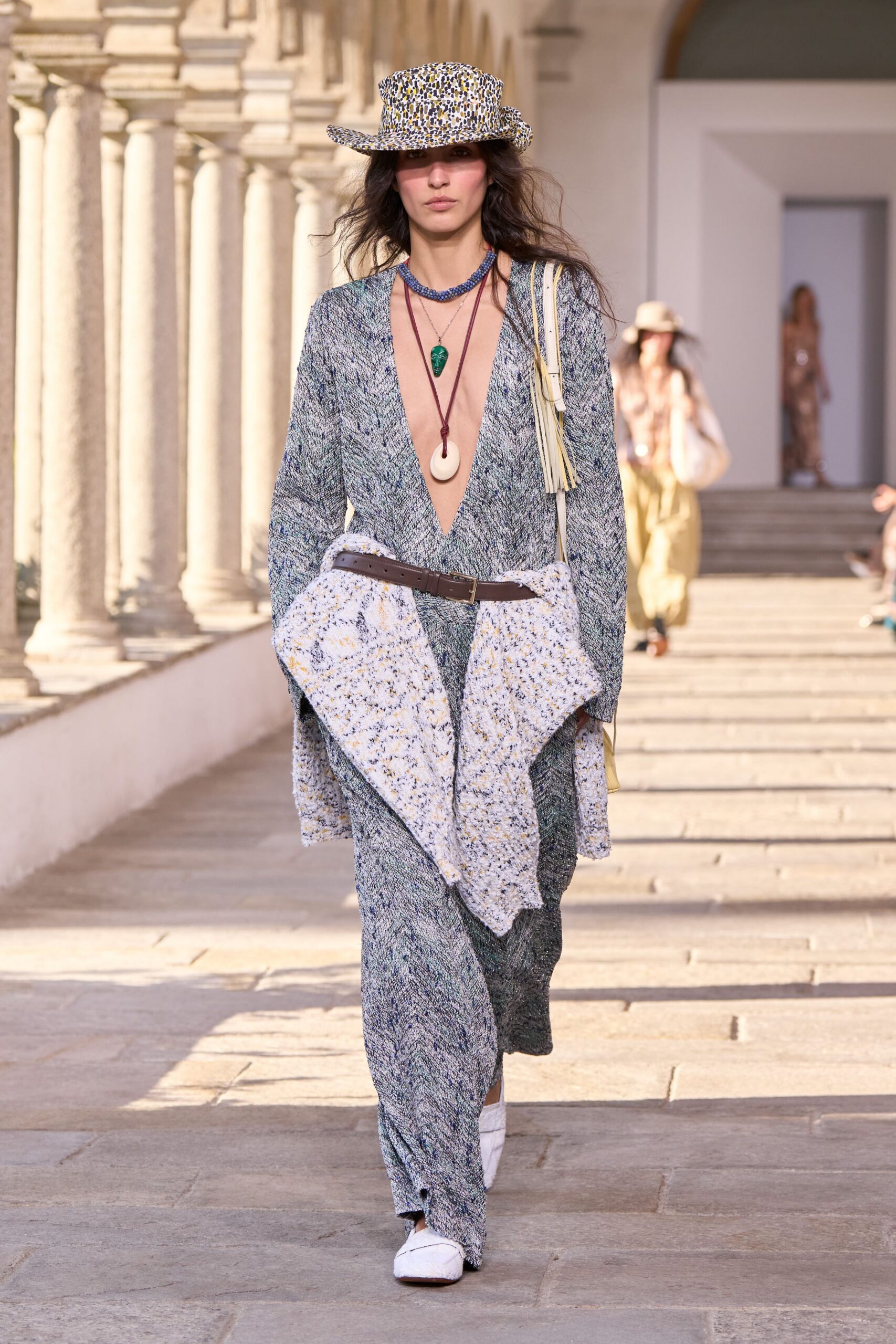 deep plunge knit maxi dress