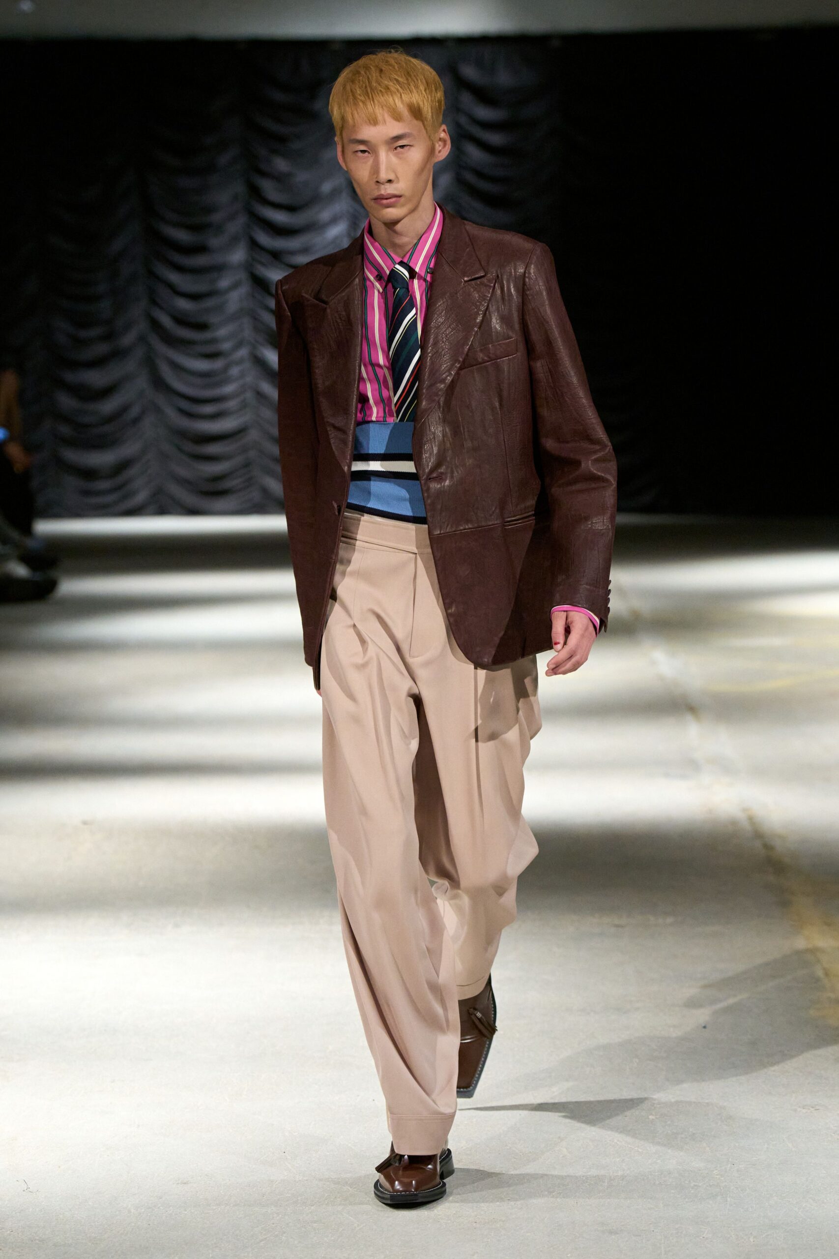 brown leather blazer