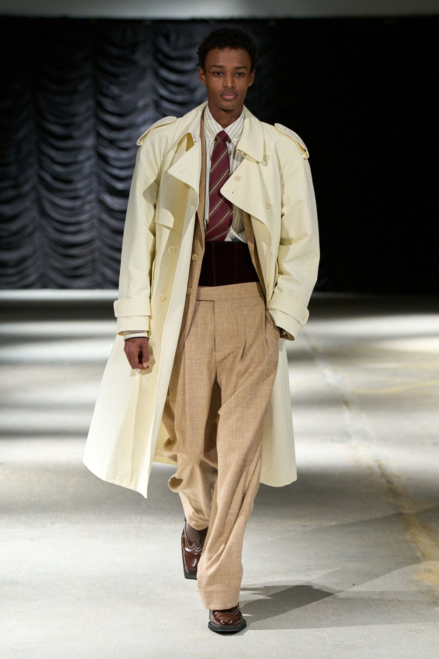 oversized ivory trench coat
