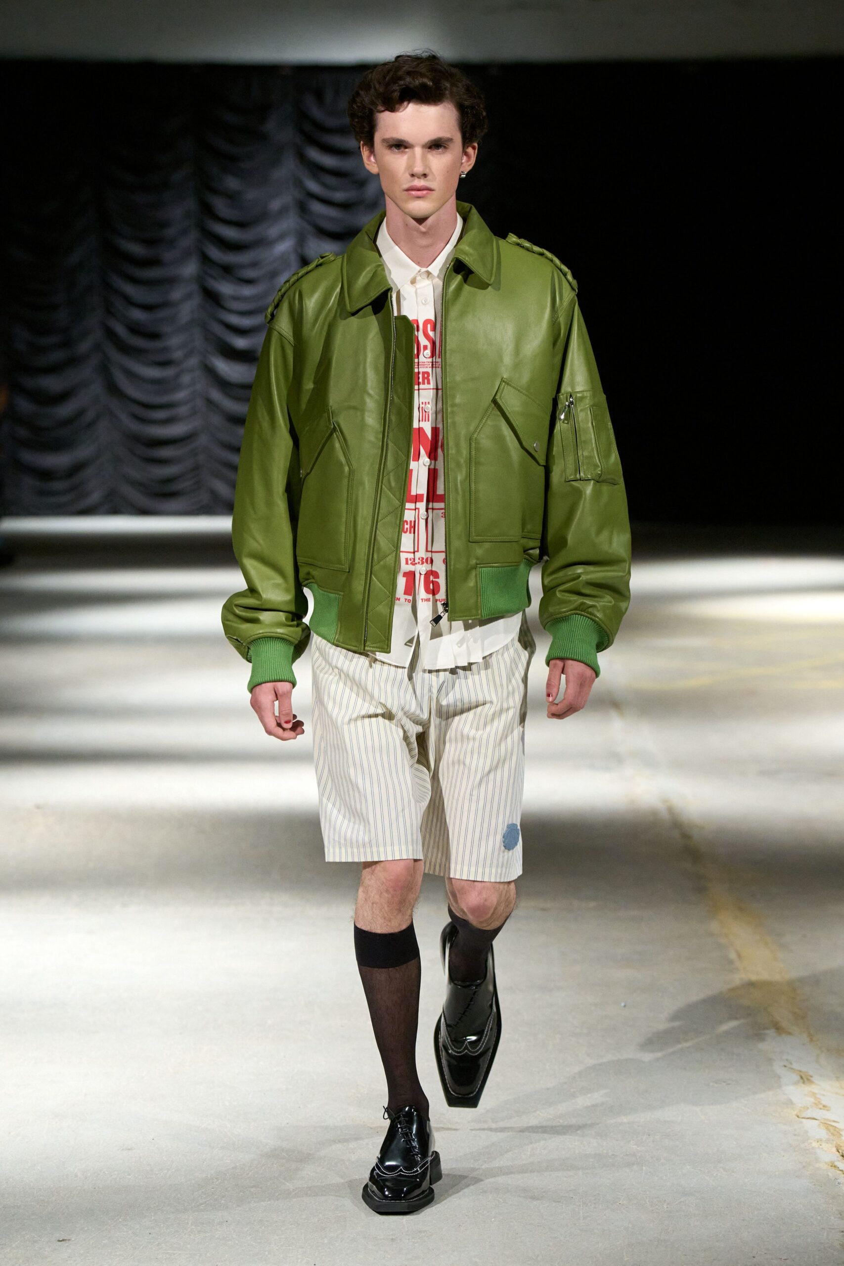 green leather bomber jacket