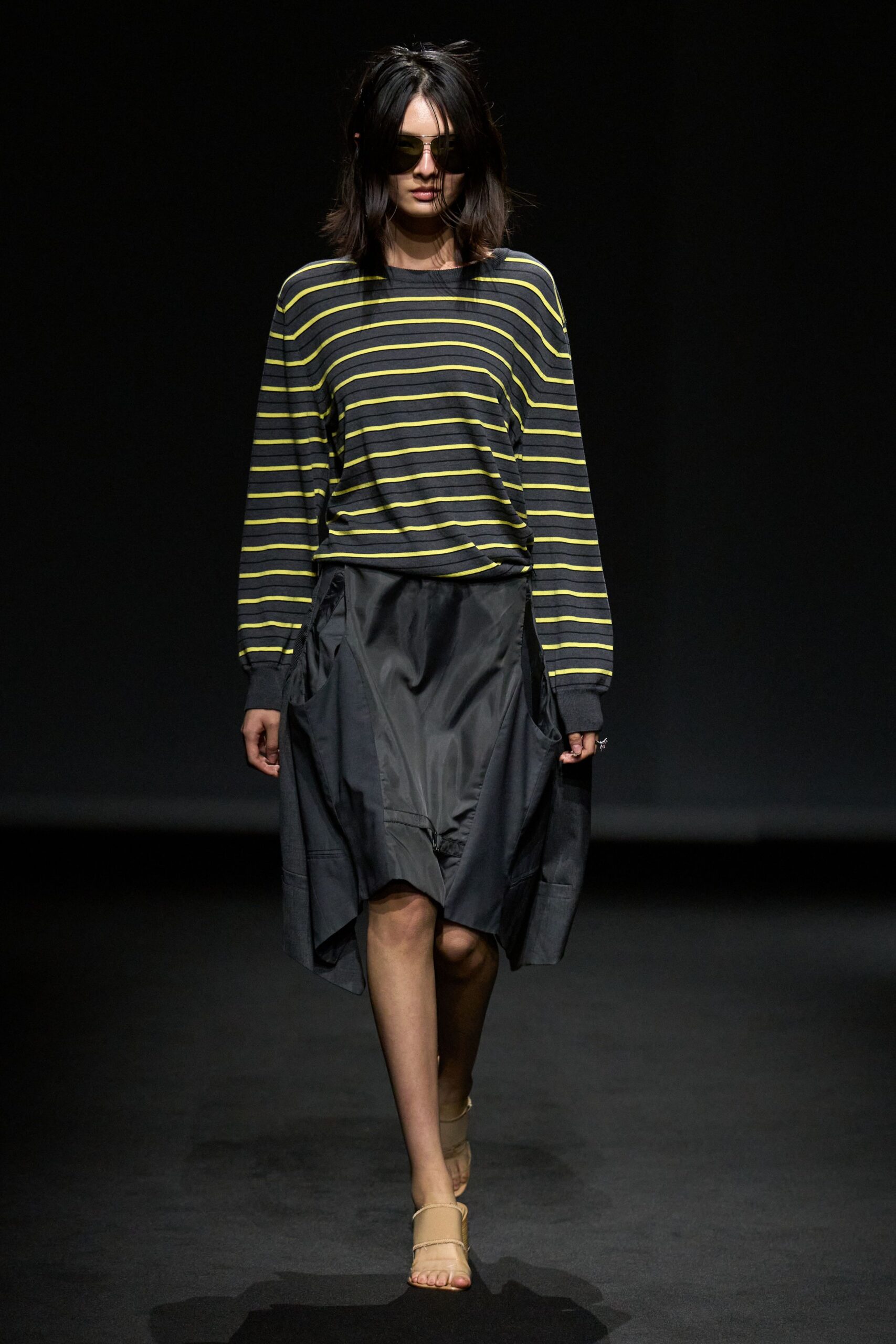 striped boat-neck knit sweater