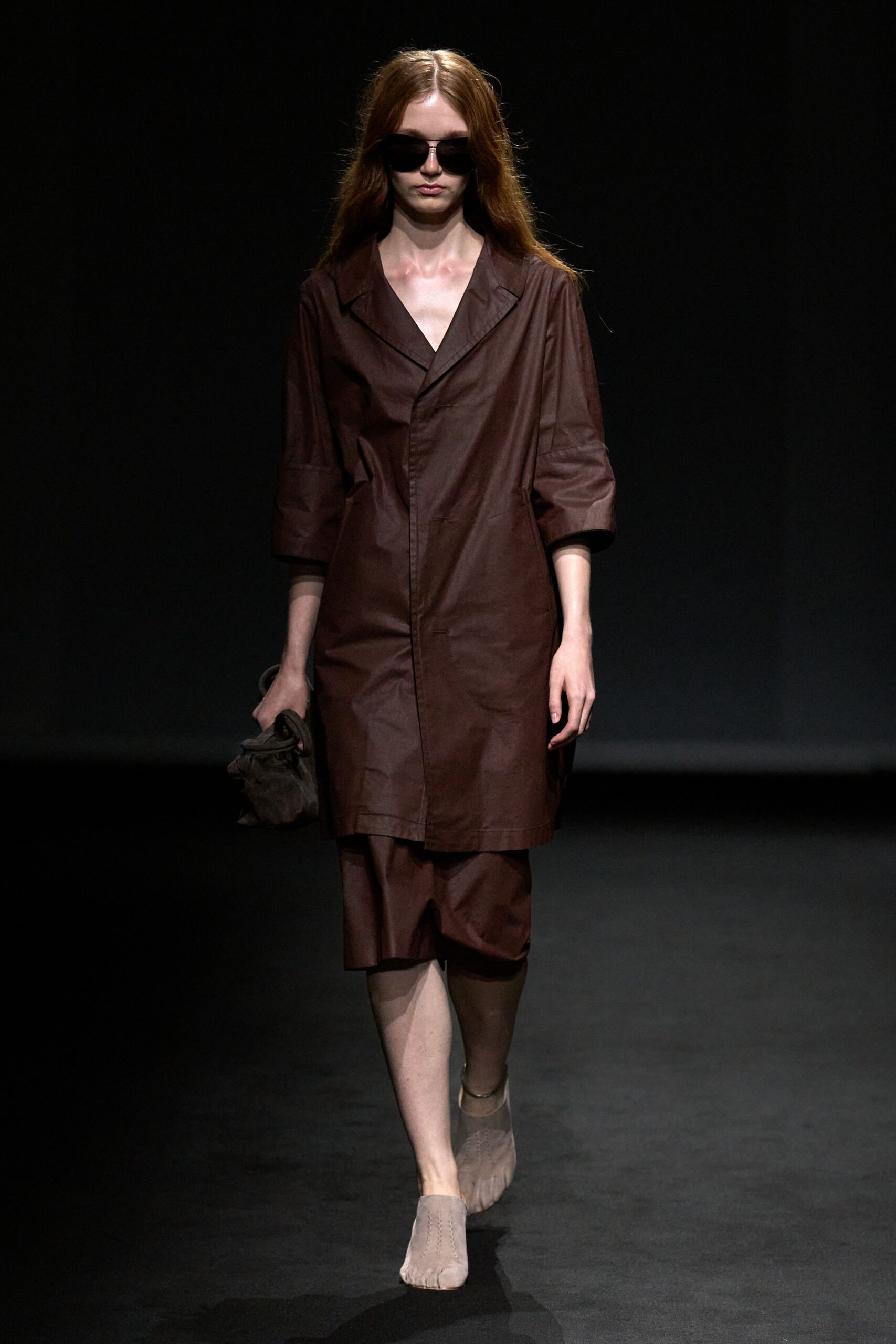 brown leather car coat