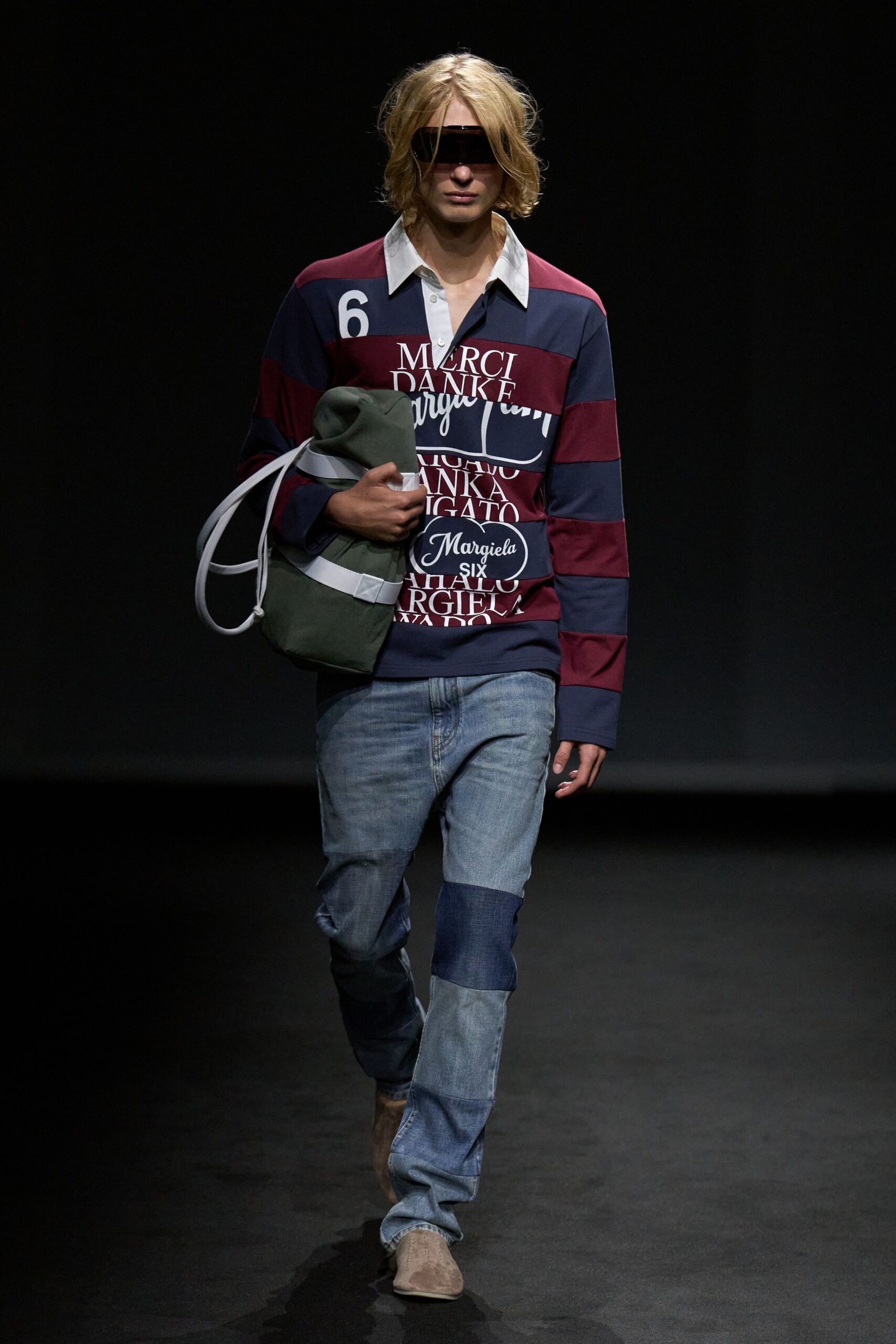 printed striped rugby shirt