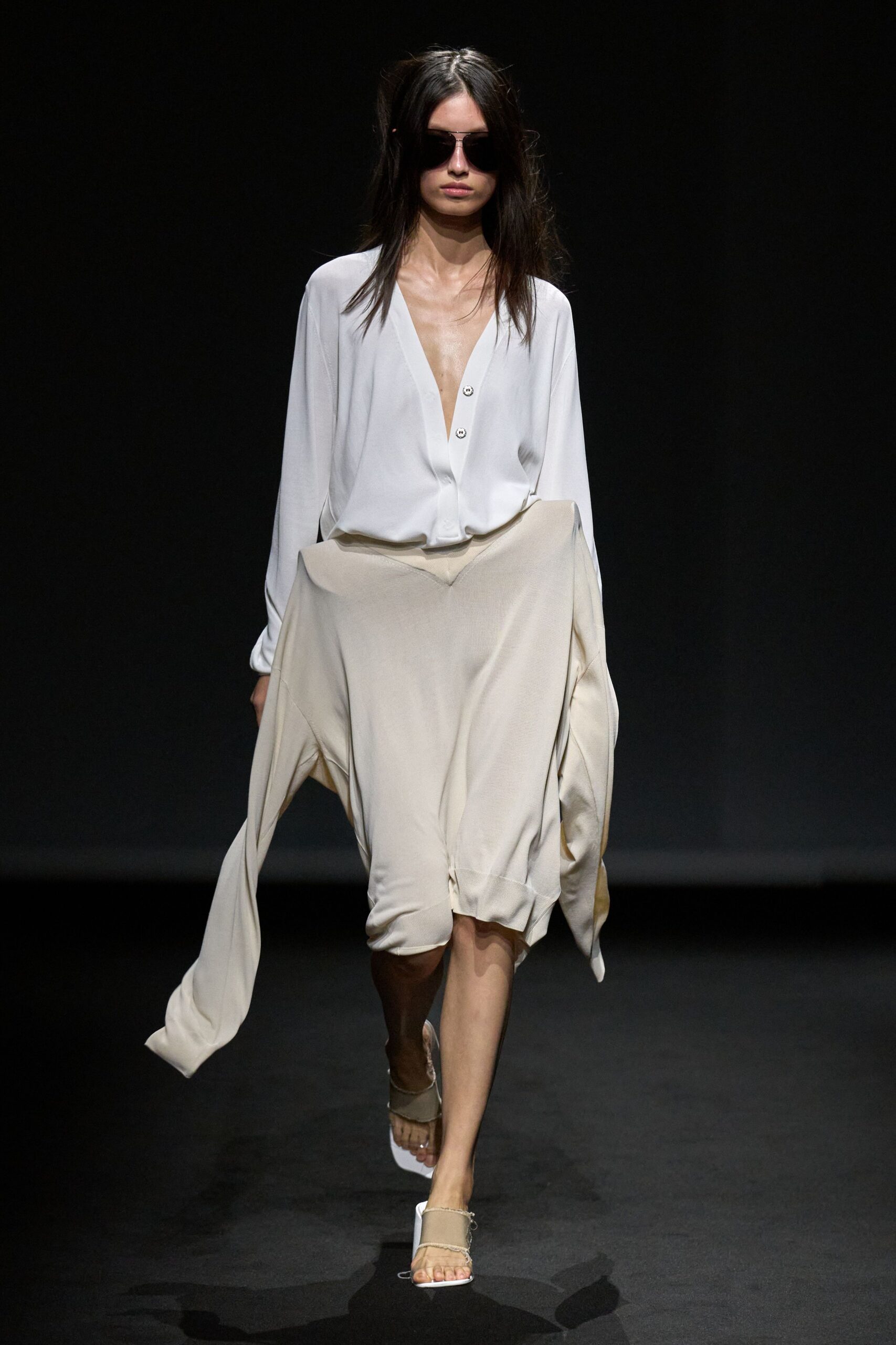 deep plunge silk blouse