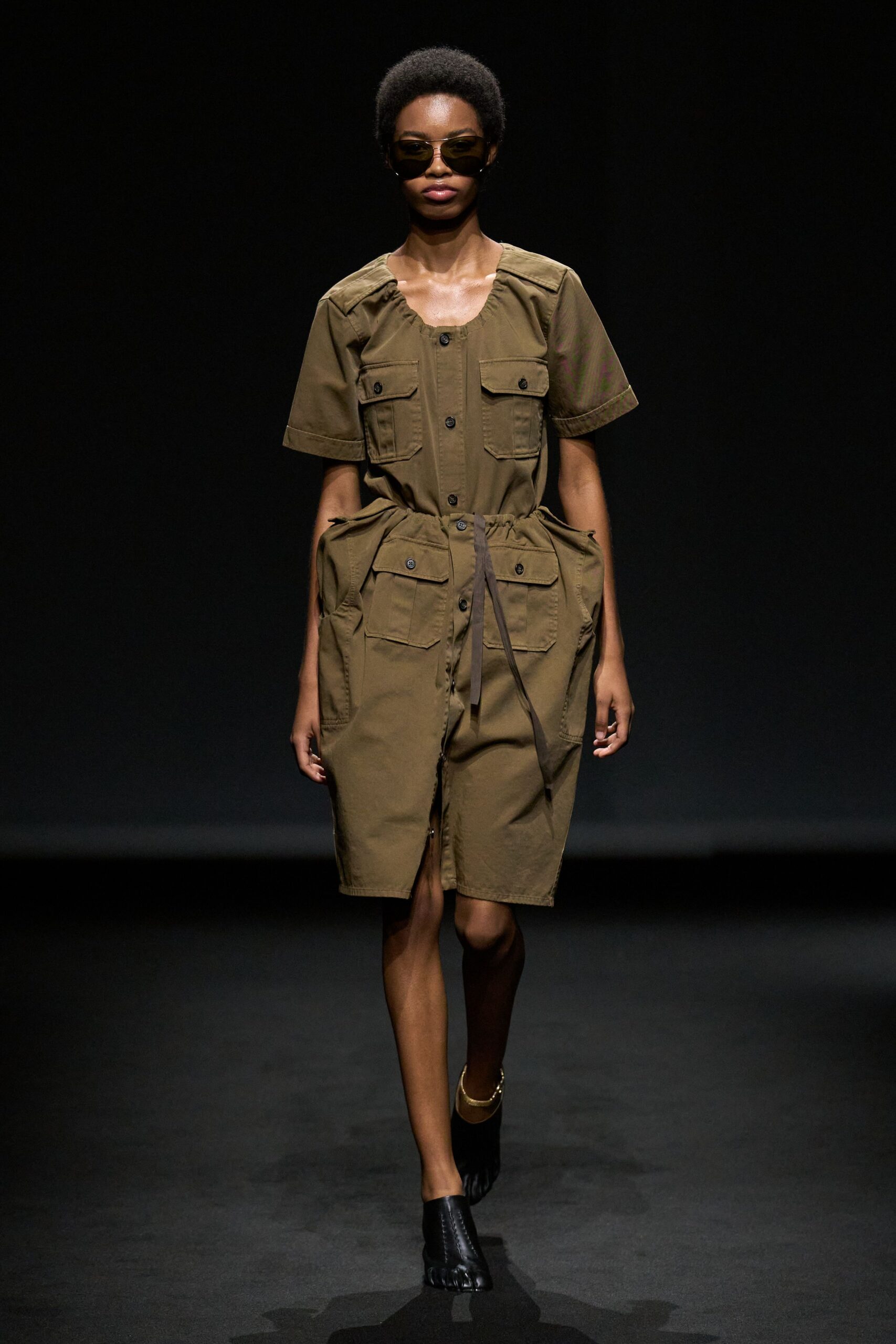 olive utility shirt dress