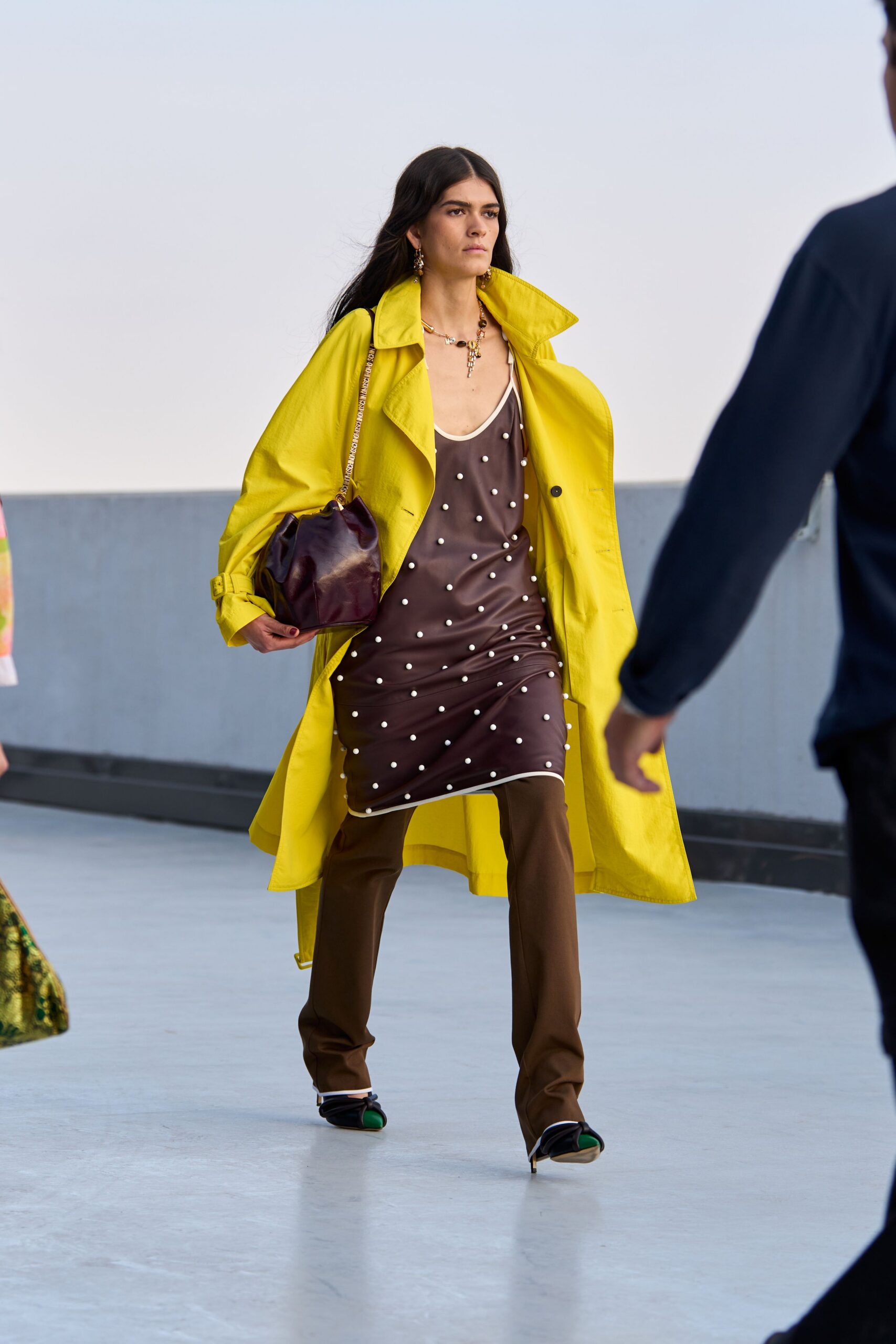 yellow oversized trench coat