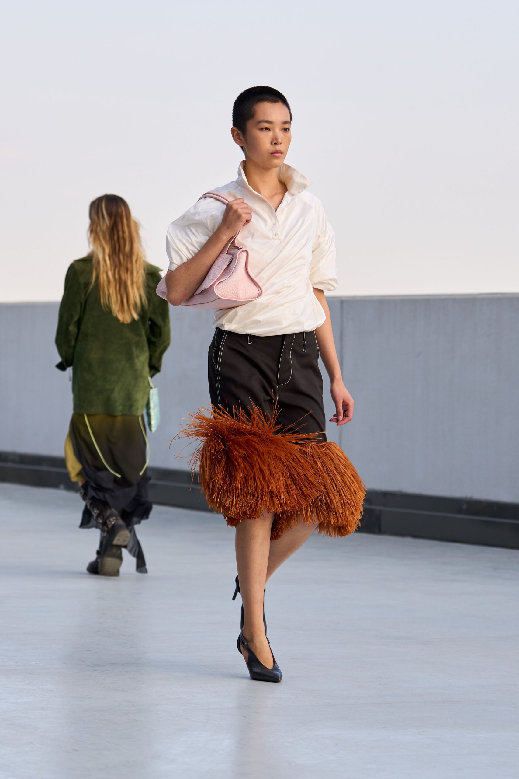 feather-fringe mini skirt