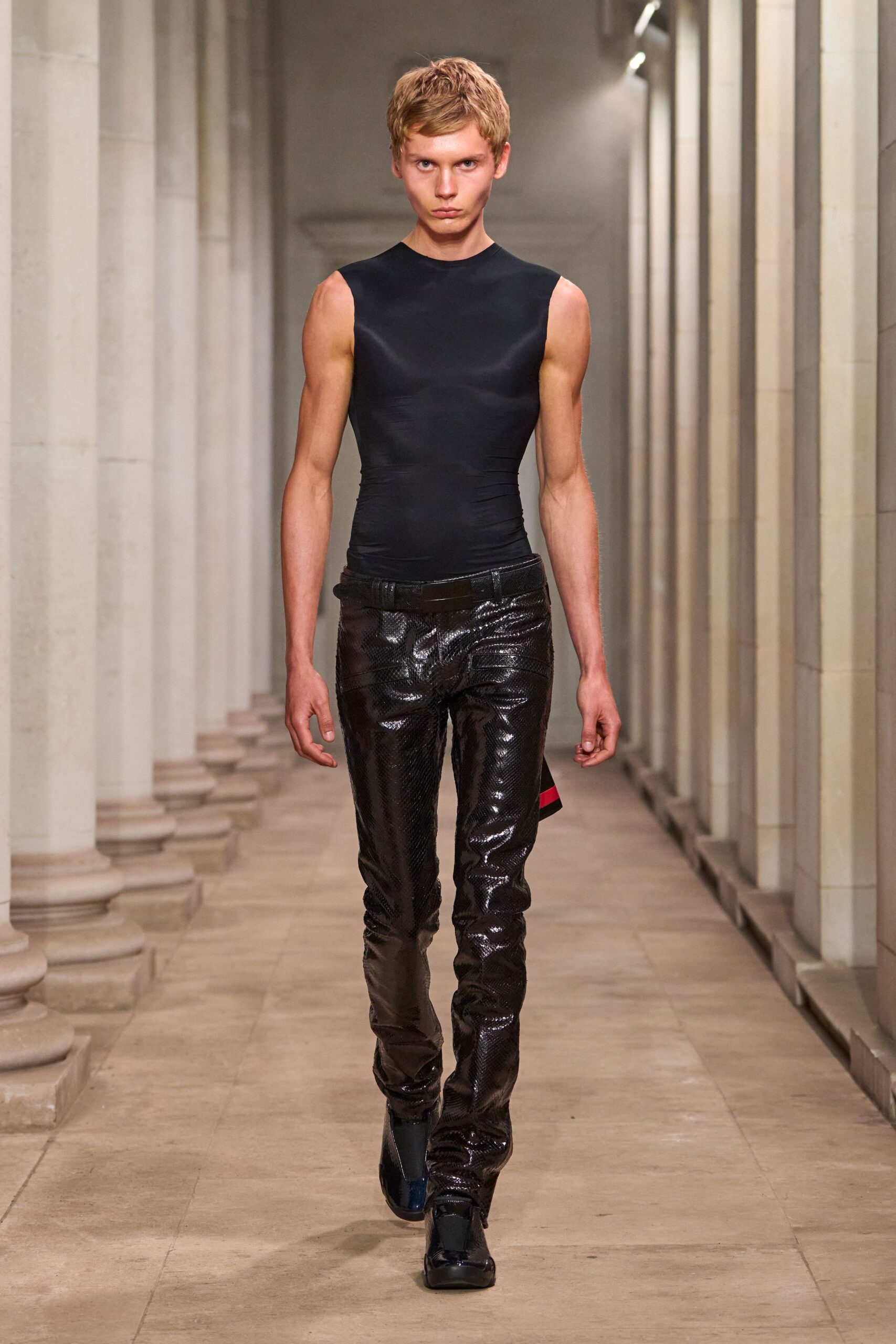 black python leather pants