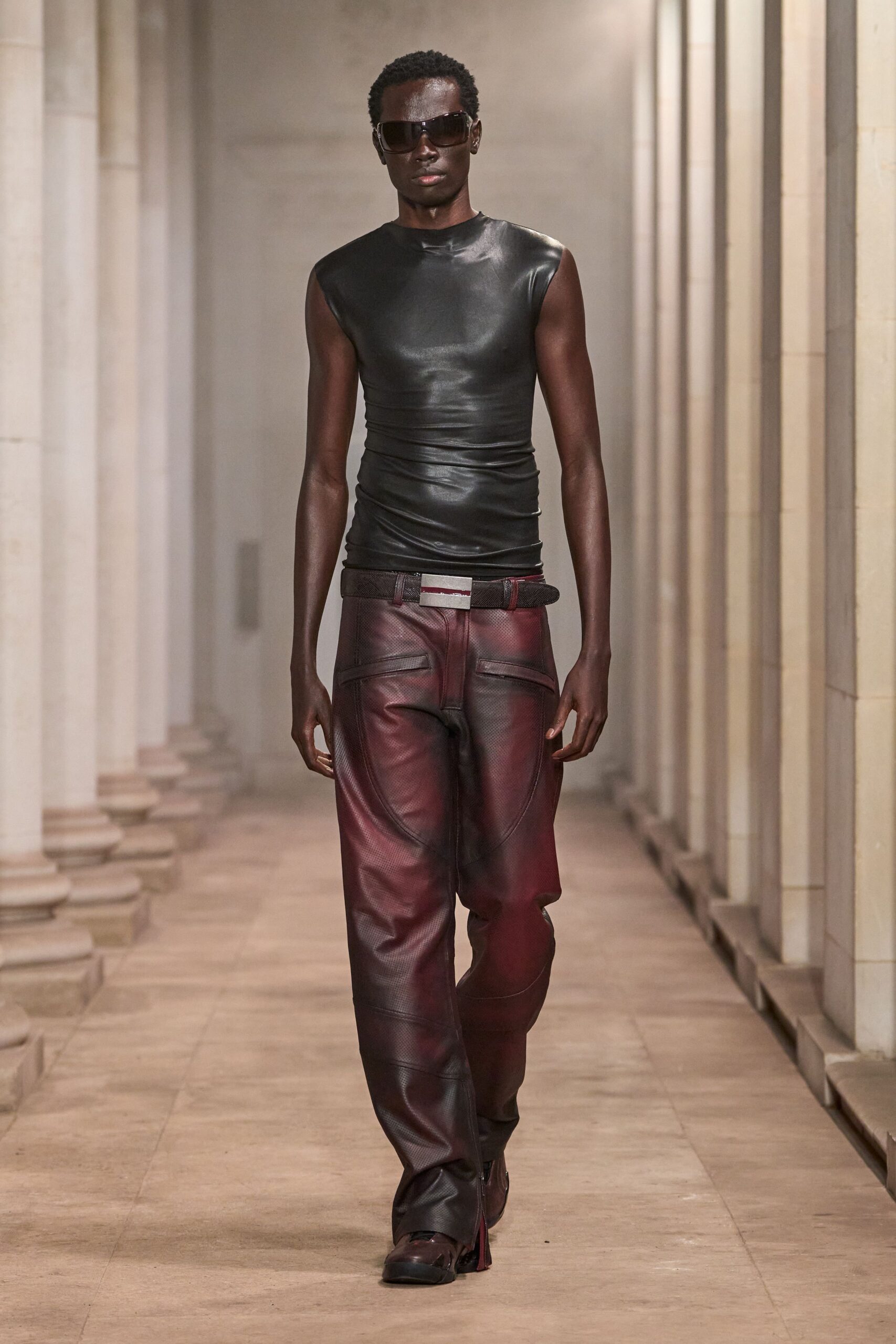 sleeveless leather top