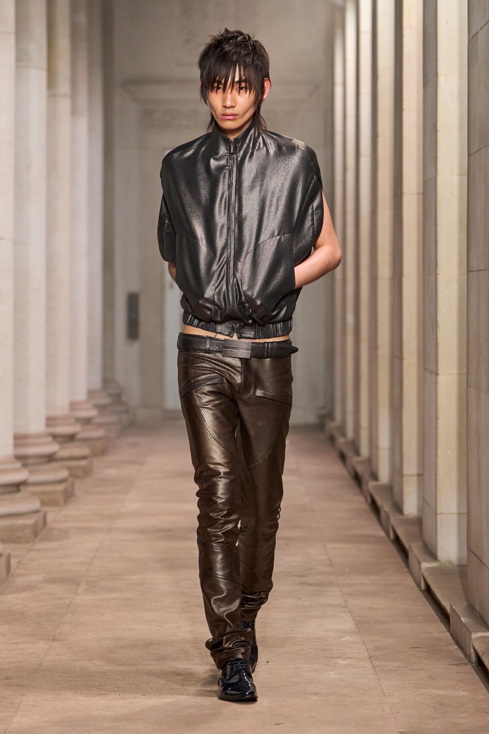 oversized leather shell top
