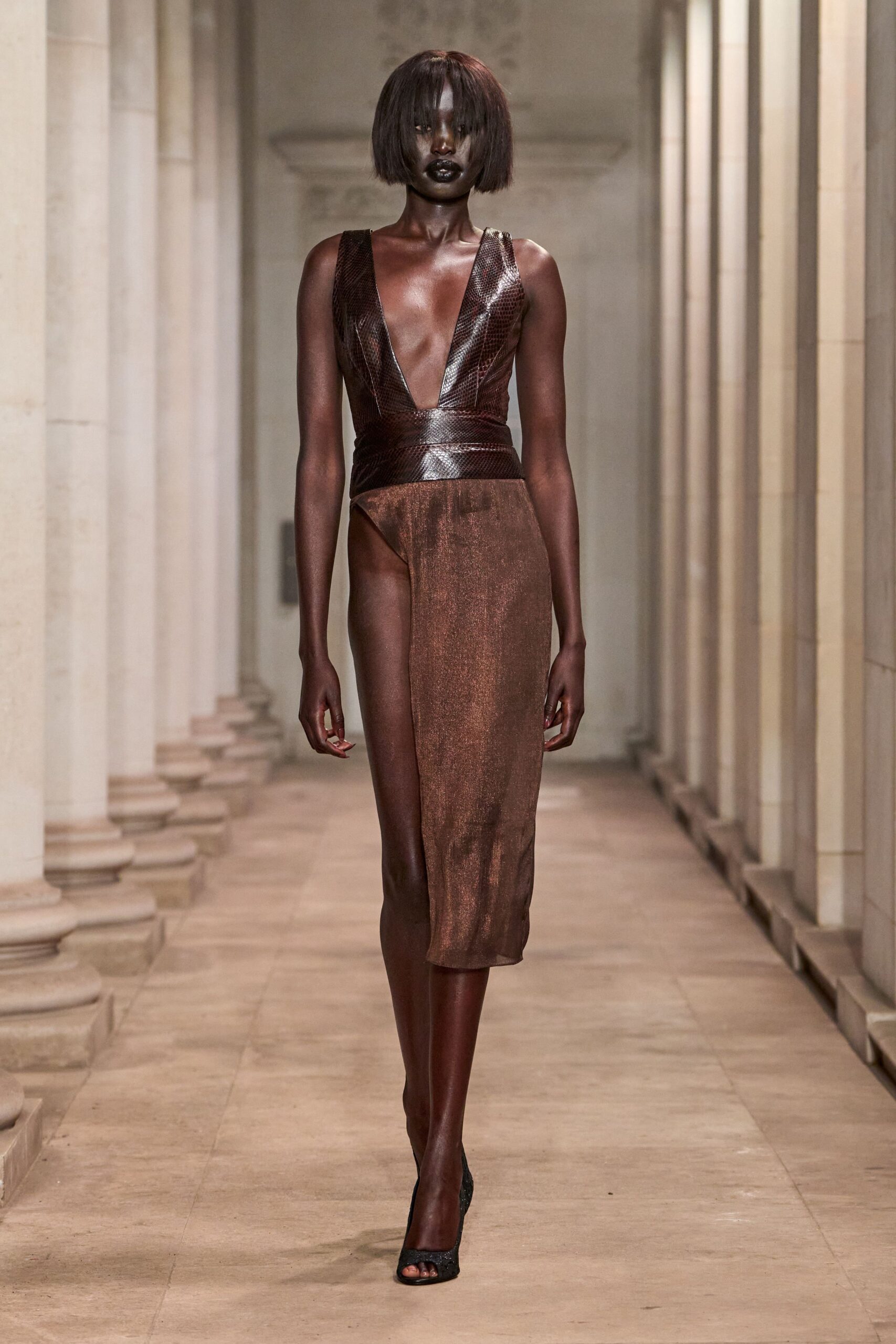 python bodice asymmetric midi dress
