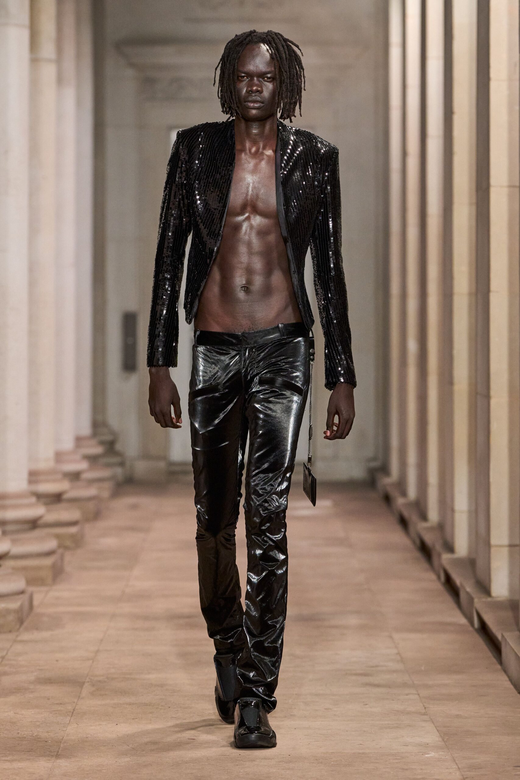 black sequined cropped evening jacket