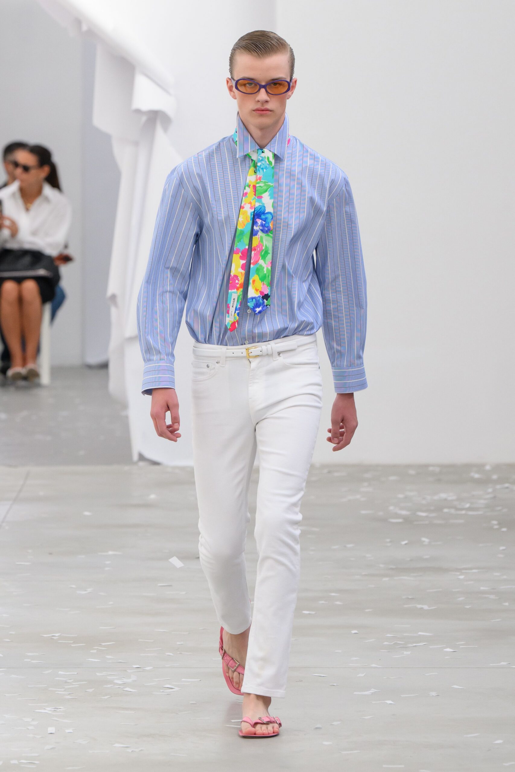 blue striped oversized dress shirt