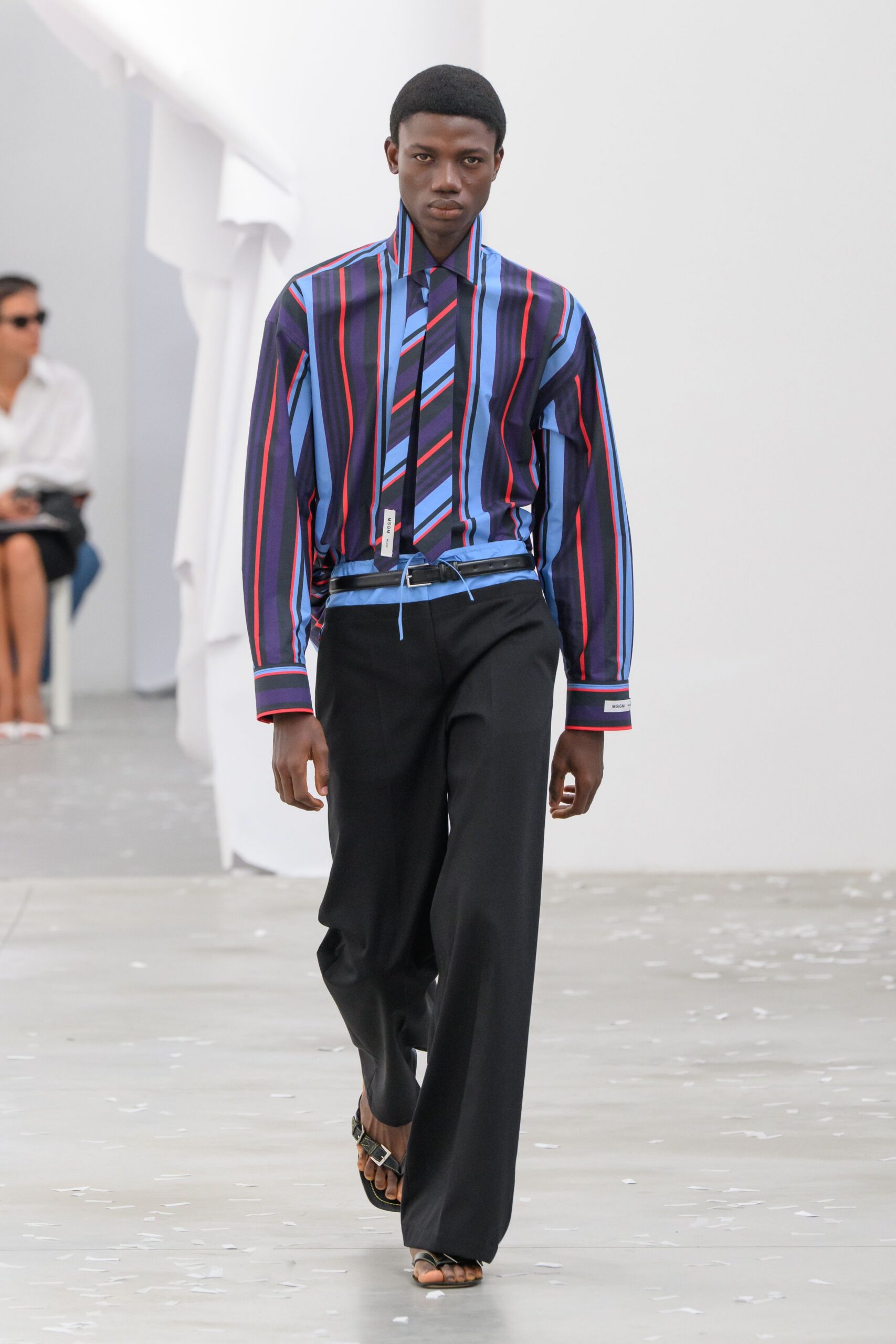 striped oversized dress shirt with tie