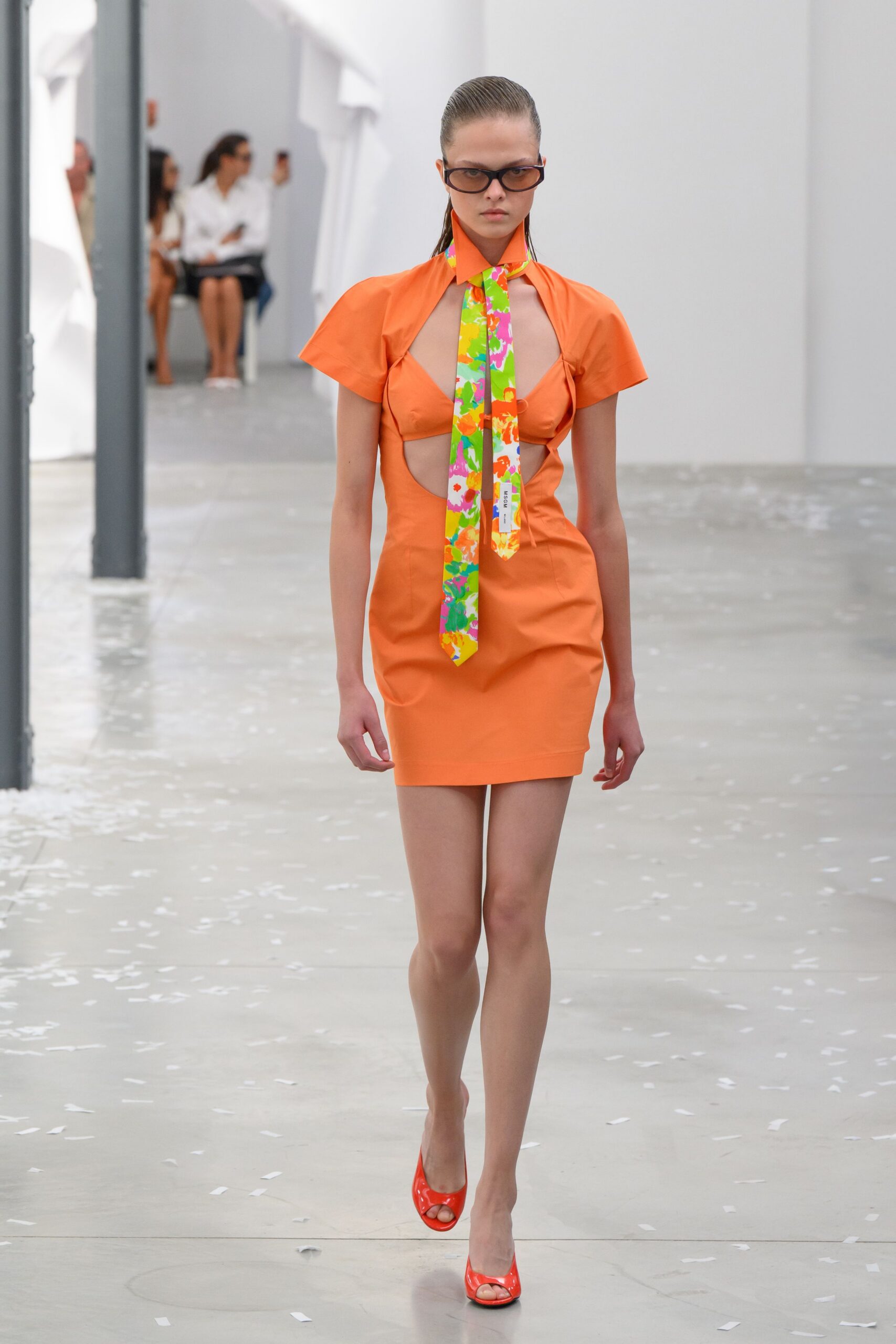 orange unknown short-sleeve collared fitted mini mini-dress