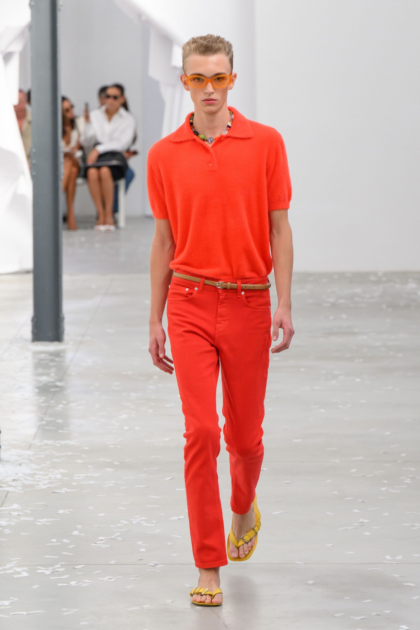 red knit polo shirt