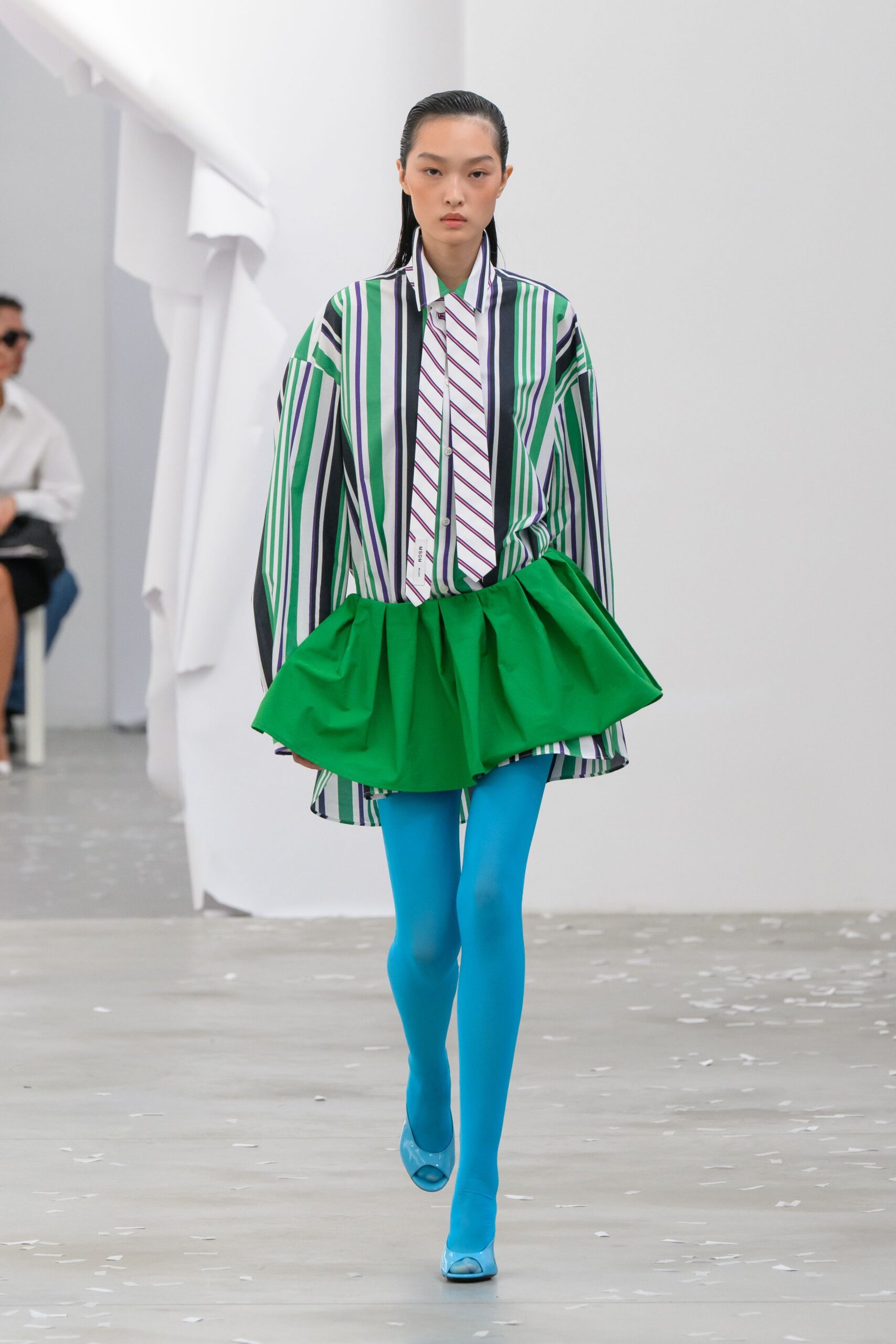 oversized striped shirt with tie