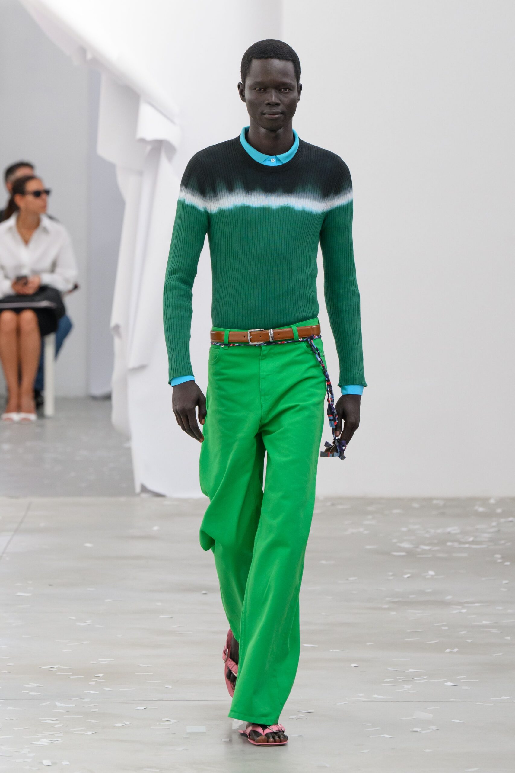 green ribbed ombre sweater