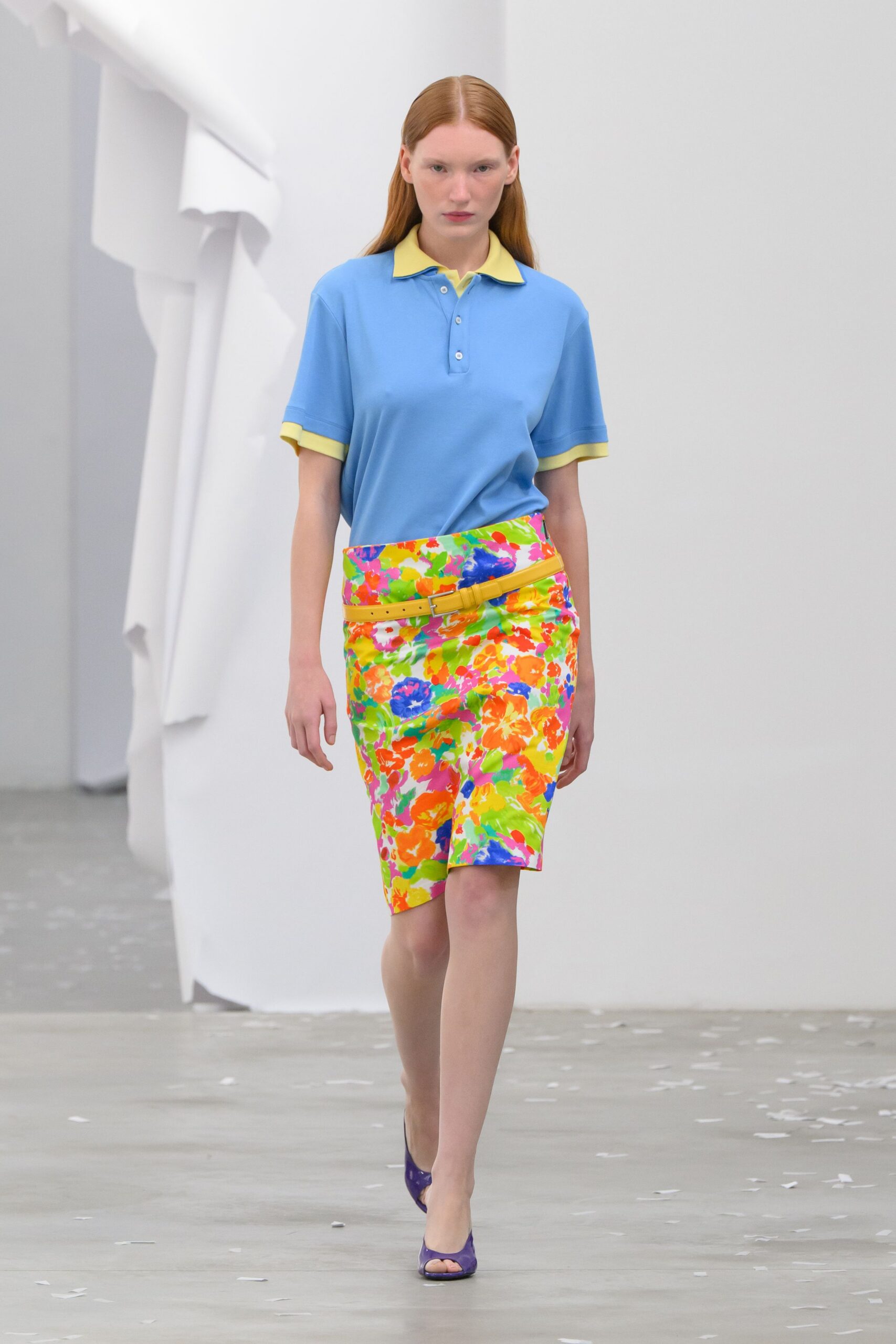 bright floral sarong-style mini skirt