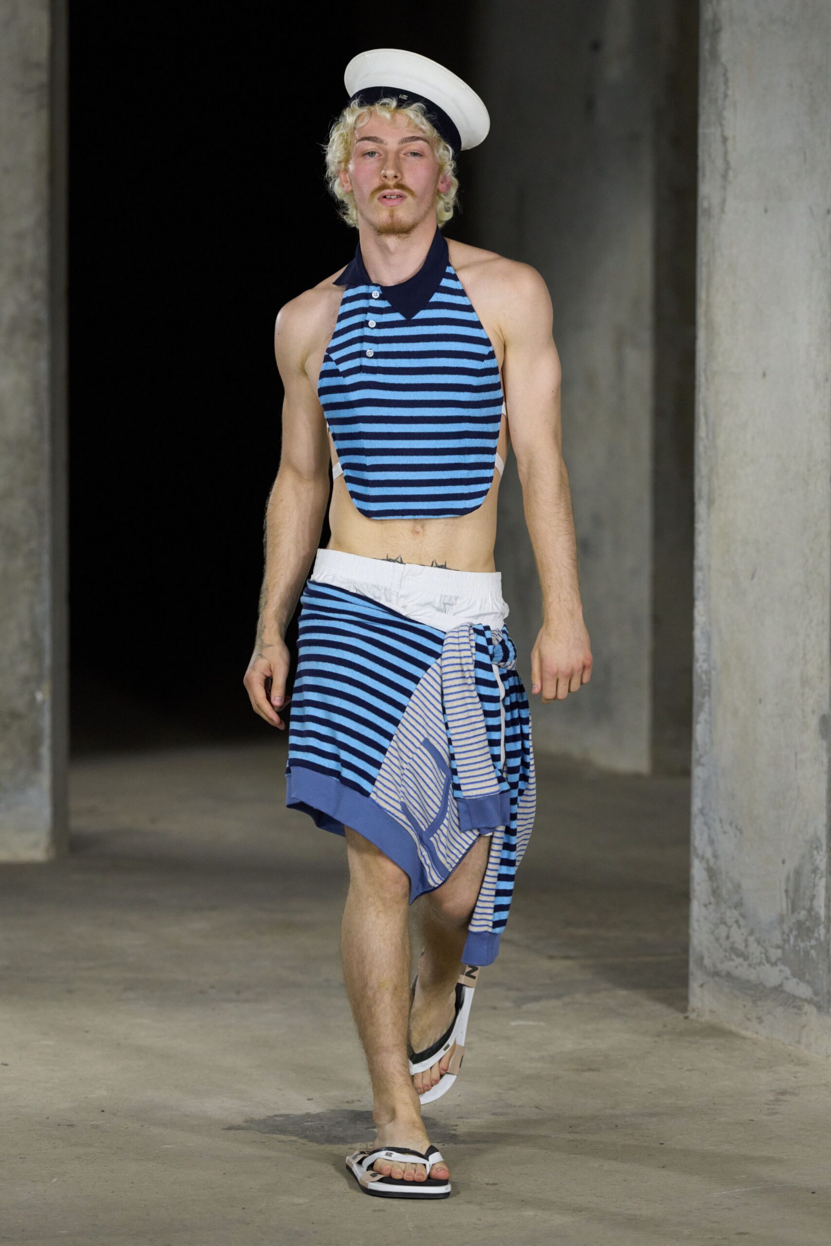 striped polo halter crop top