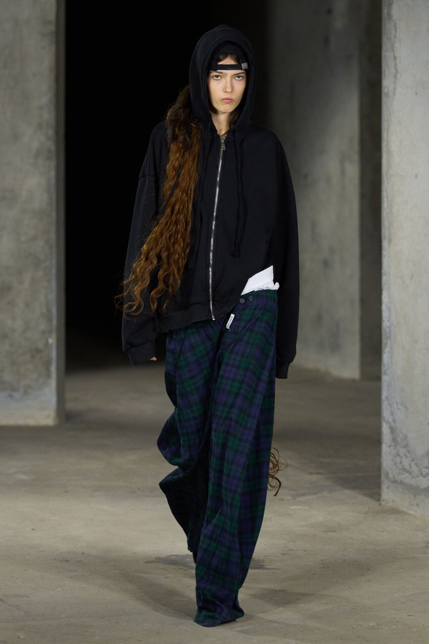 green unknown relaxed checked wide-leg pants