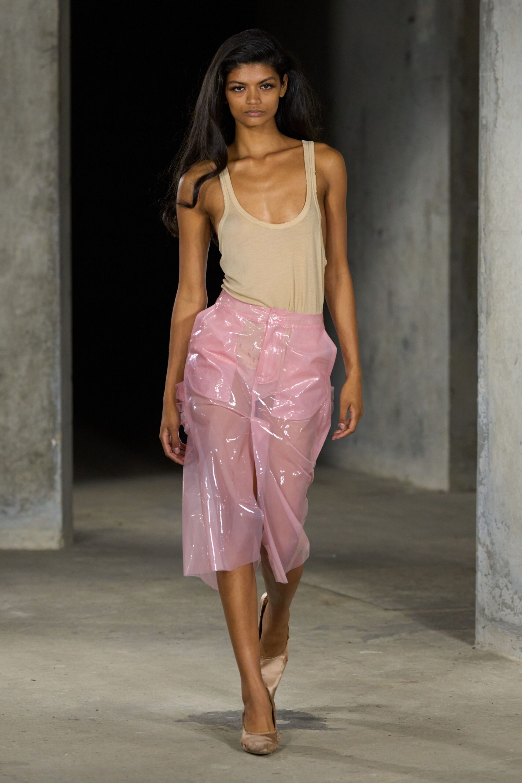sheer pink vinyl wrap skirt