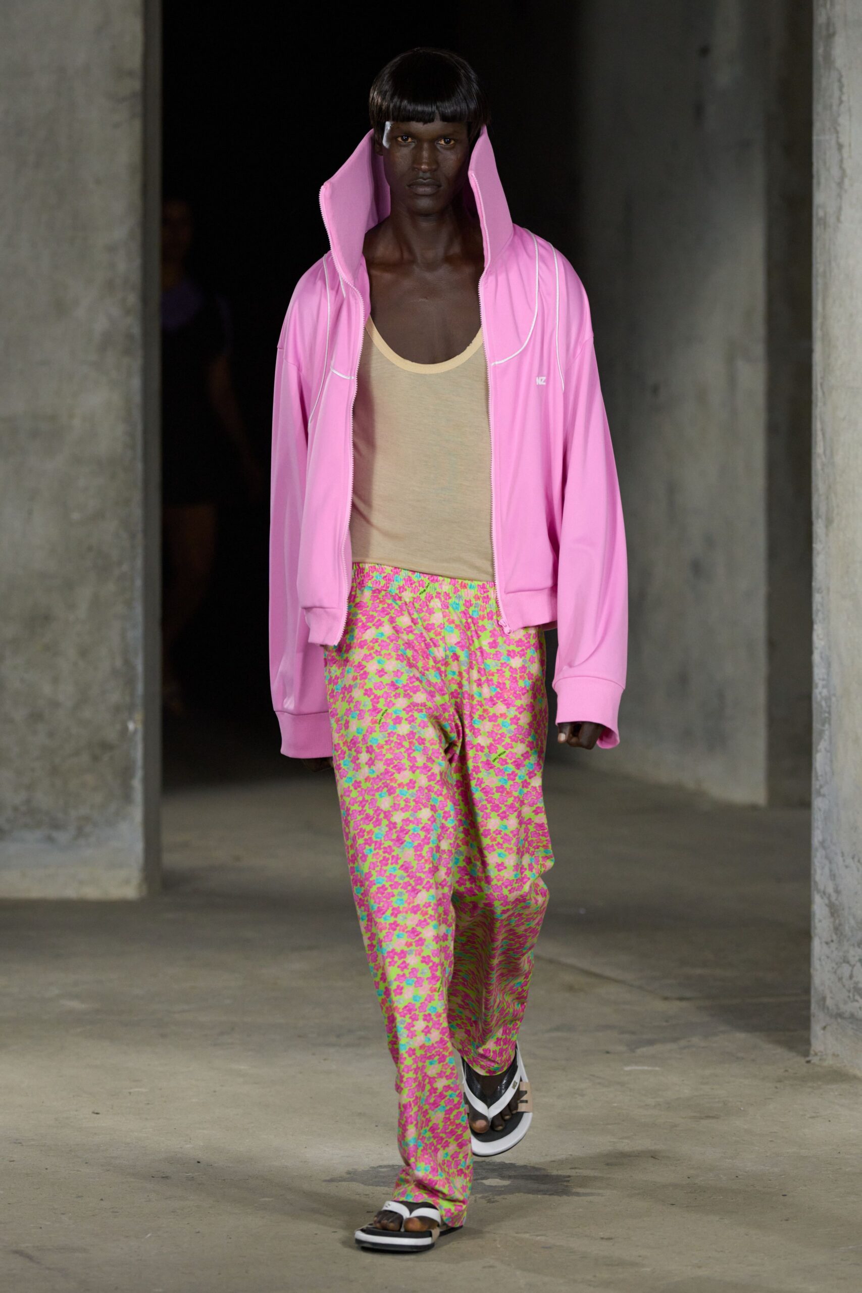 pink hooded track jacket