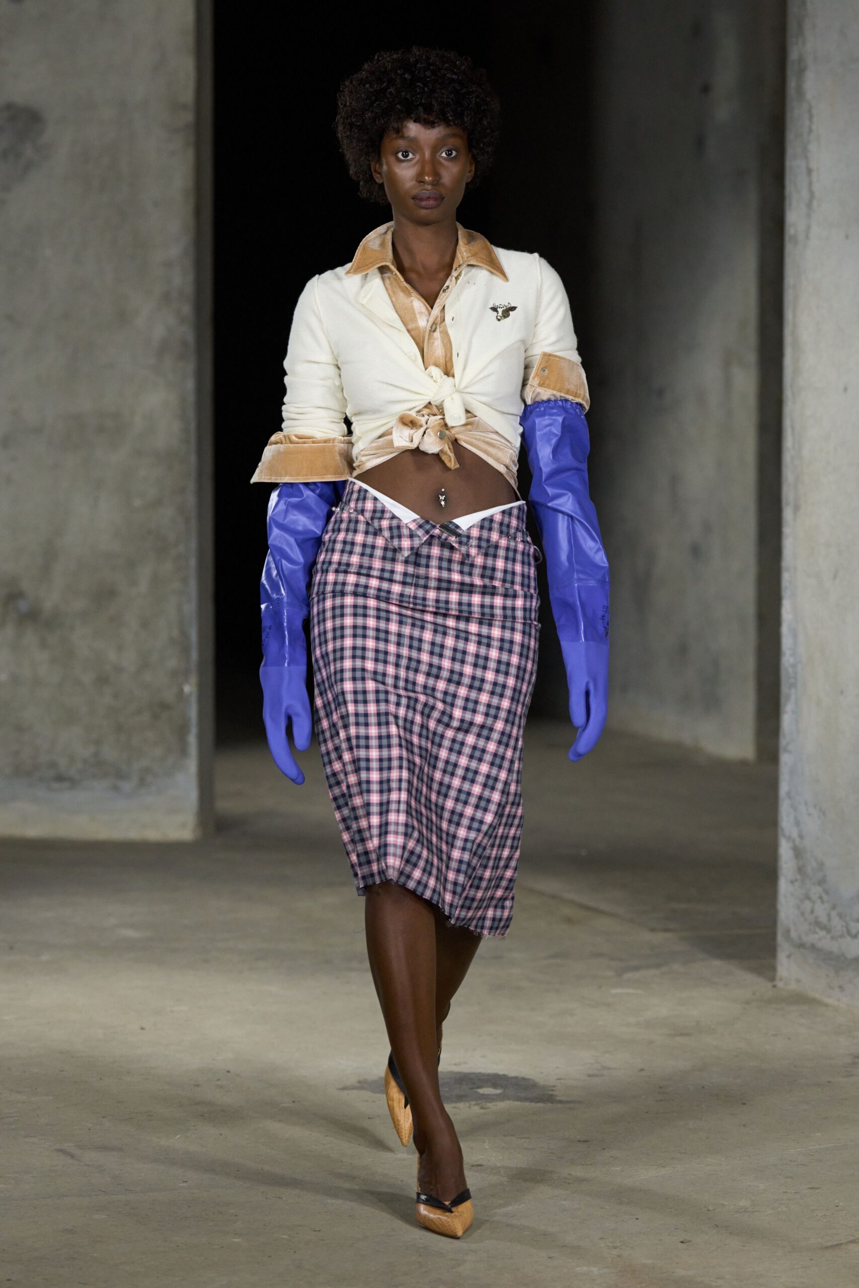 checked sarong midi skirt