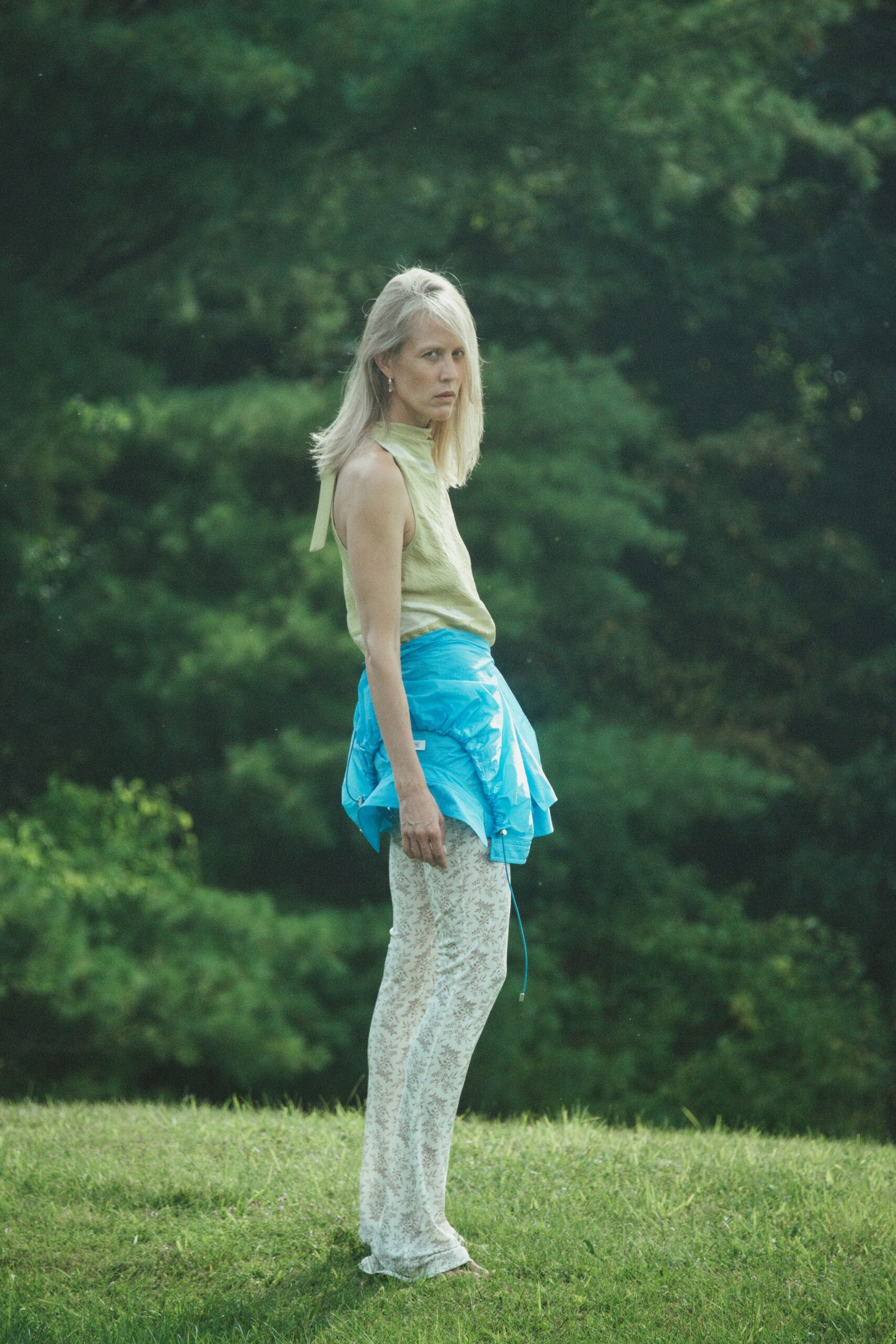 ivory unknown slim floral flared pants